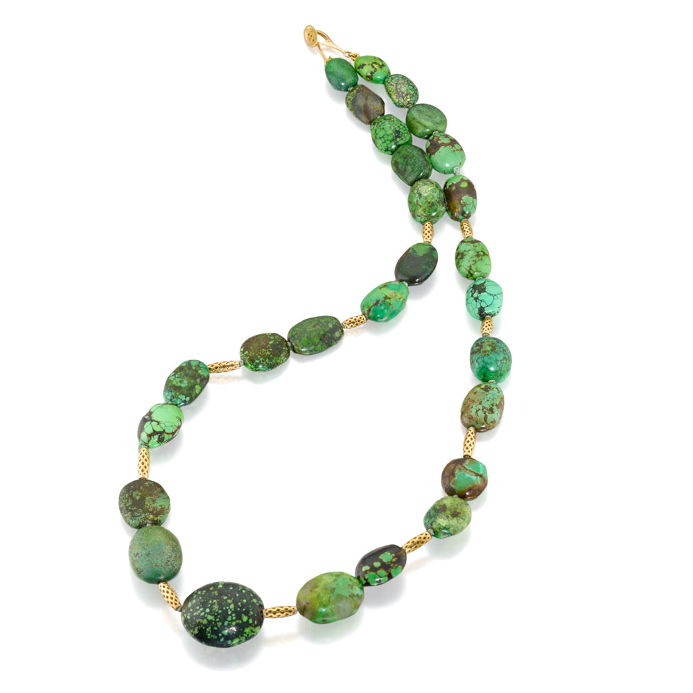 Natural Green Turquoise and Crownwork® Bead Necklace
