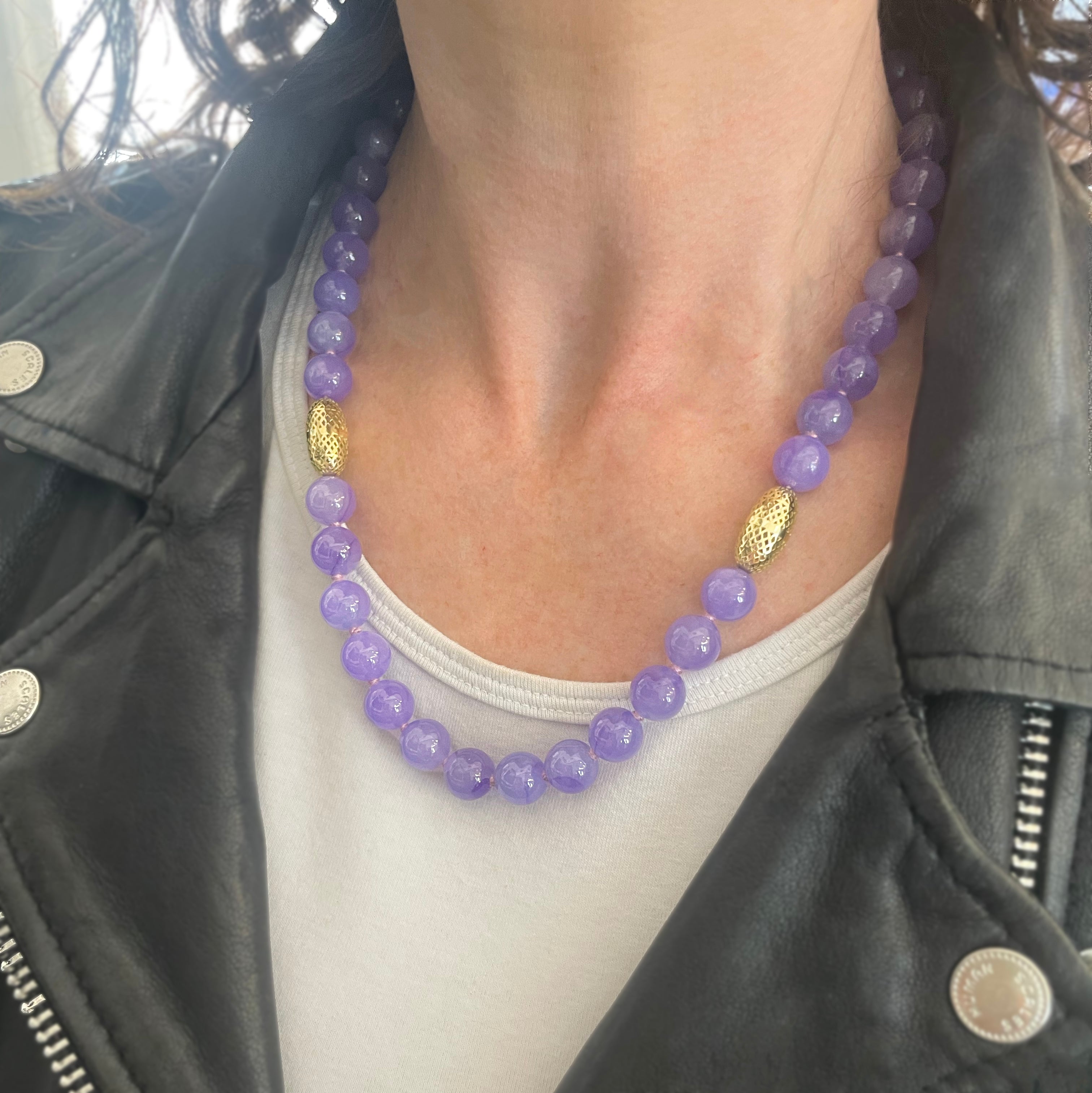 Purple Jade Beaded Necklace