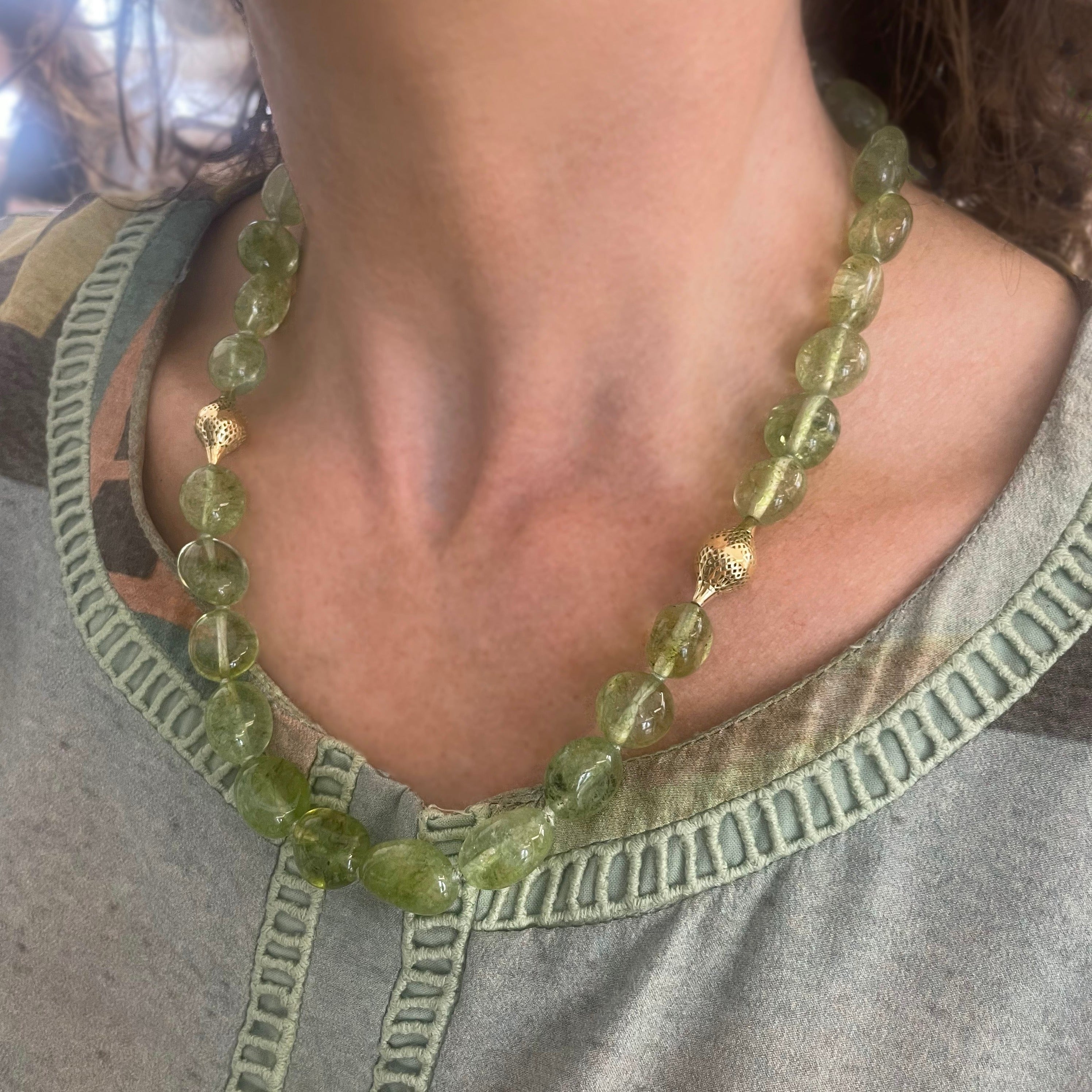 Tumbled Peridot Beaded Necklace