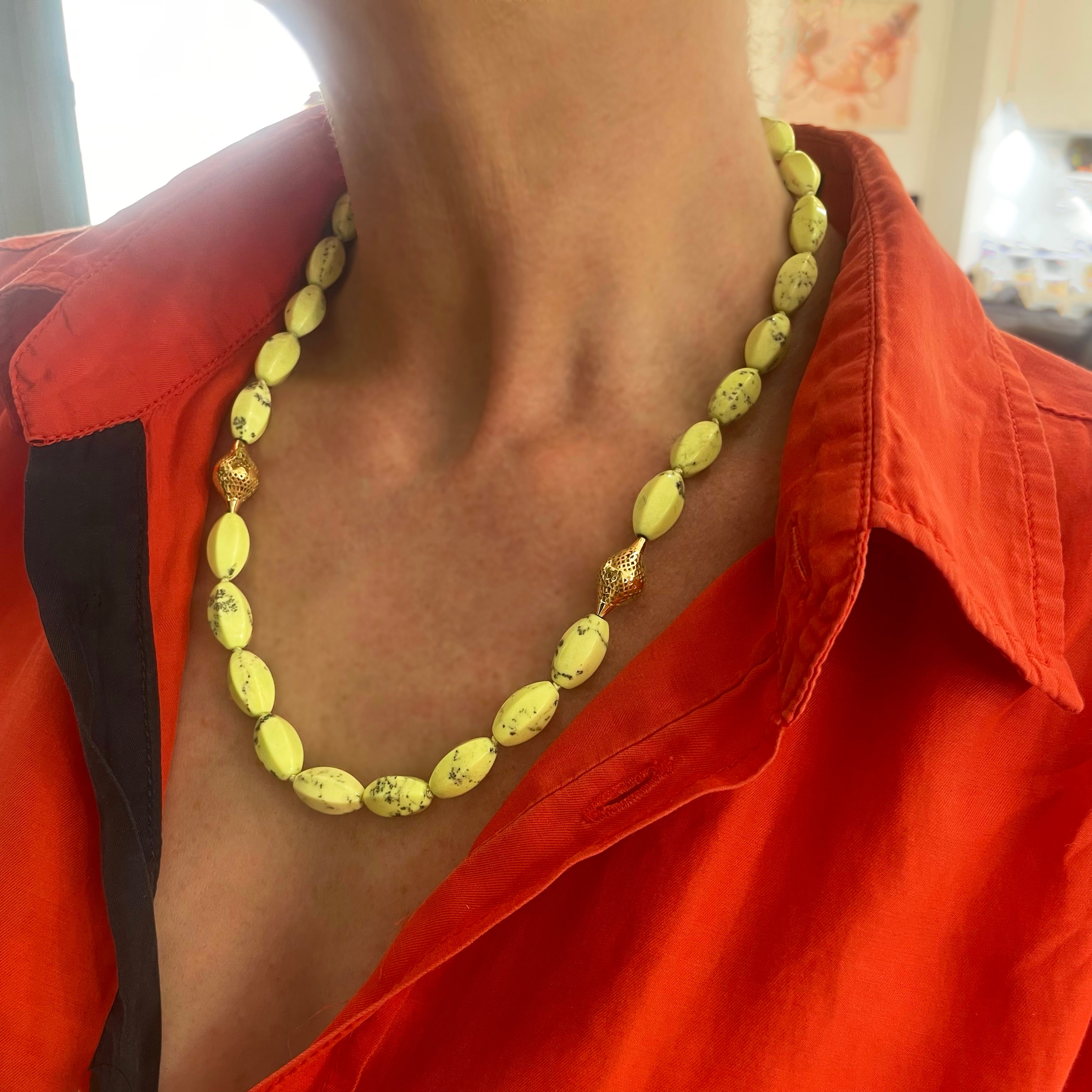 Lemon Chrysoprase Beaded Necklace