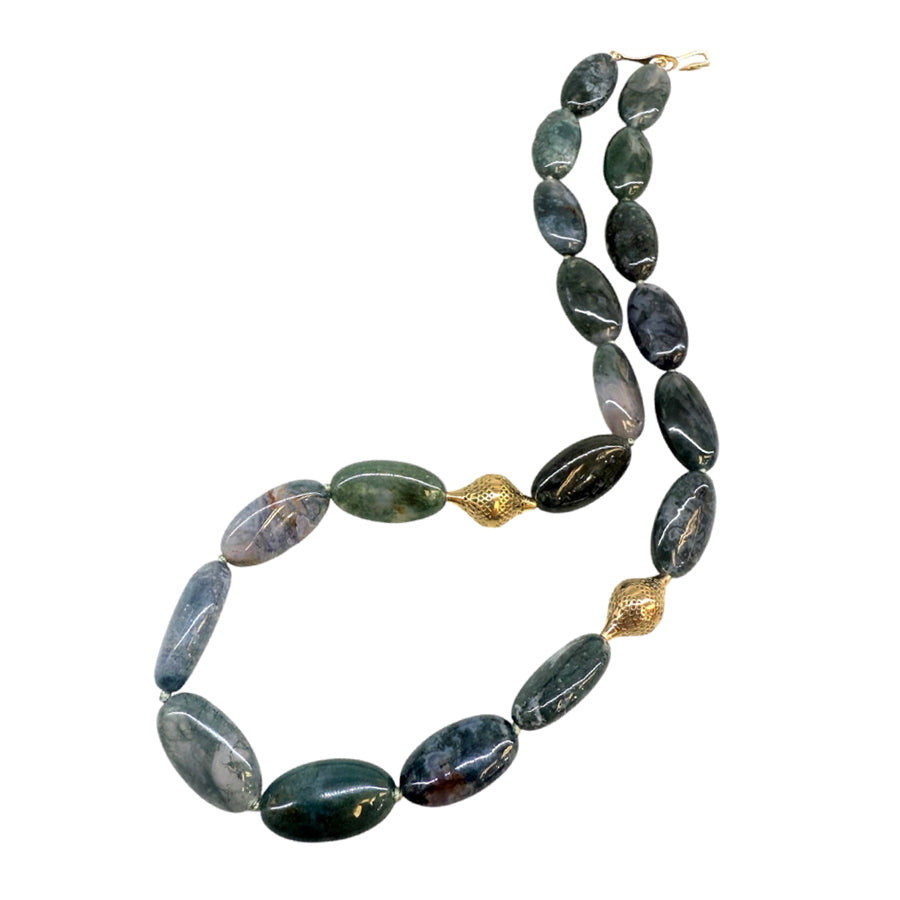 Moss Agate Beaded Necklace