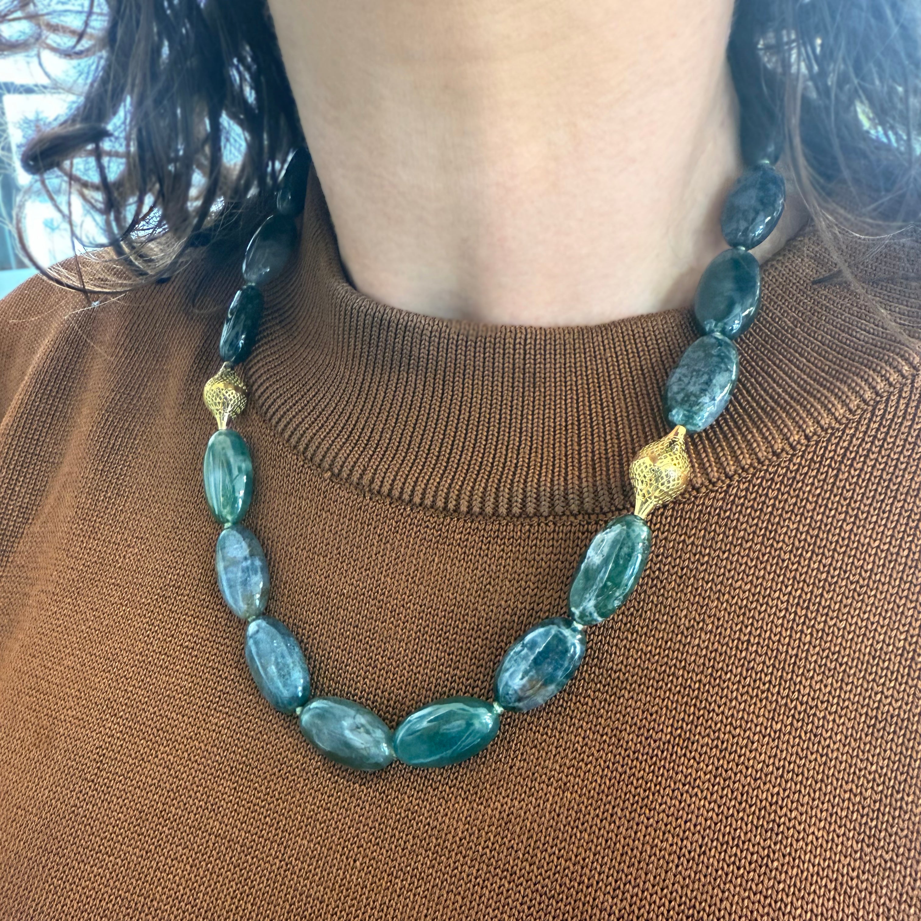 Moss Agate Beaded Necklace