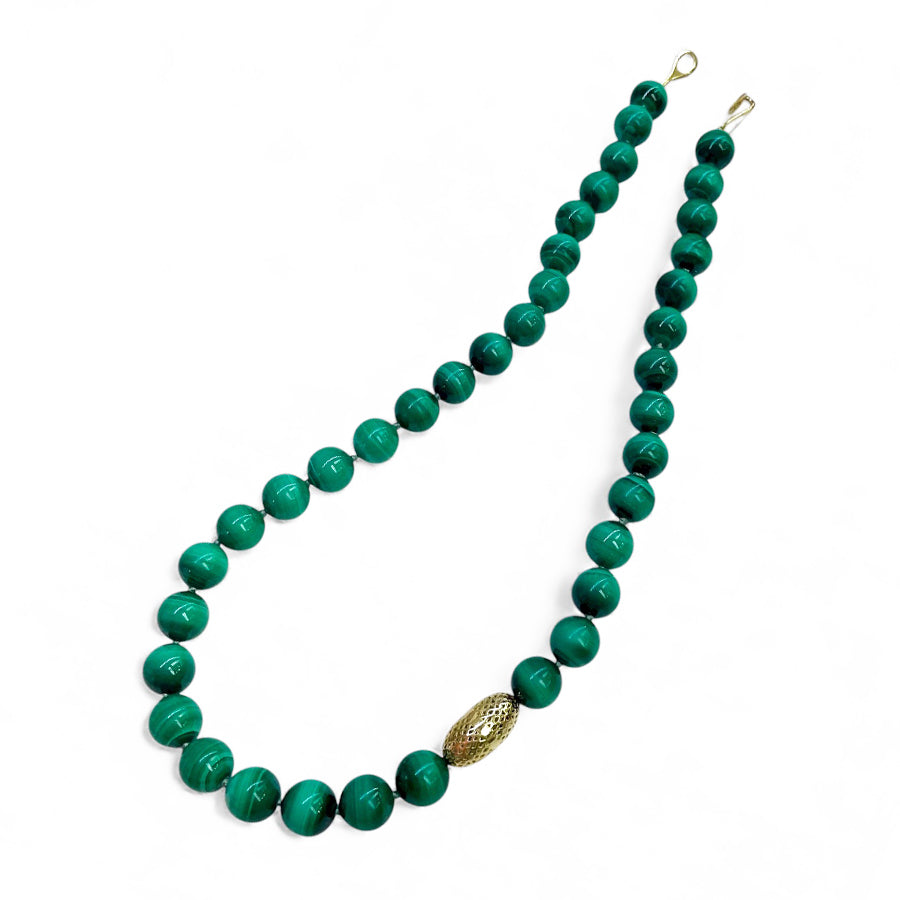 Malachite Beaded Necklace with Crownwork® Olive