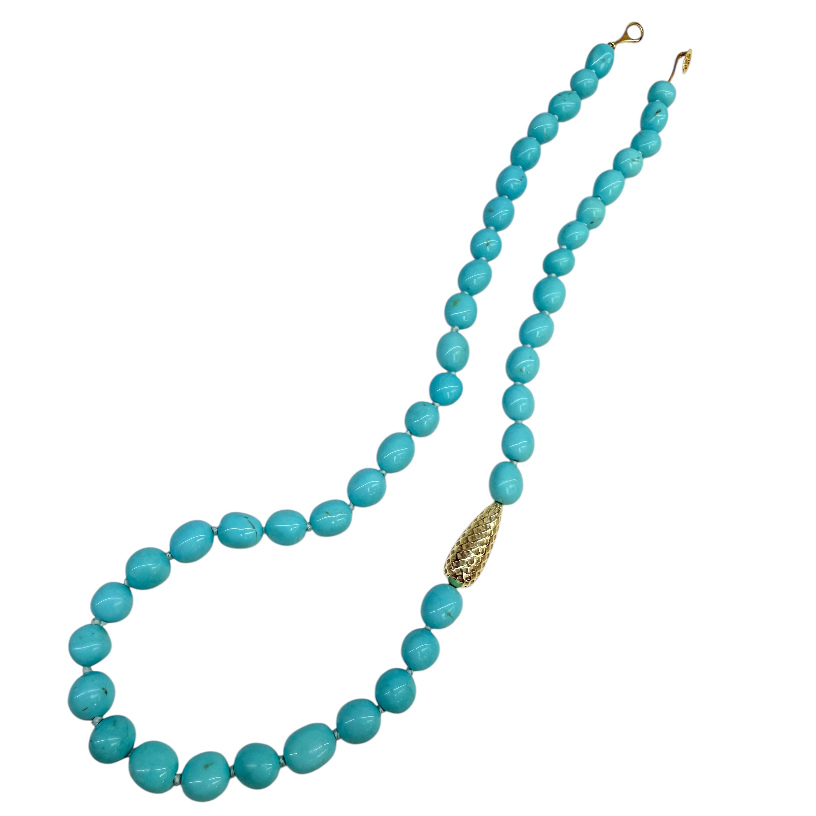18K Yellow Gold Crownwork® Sonoran Turquoise Beaded Necklace with Spear Accent