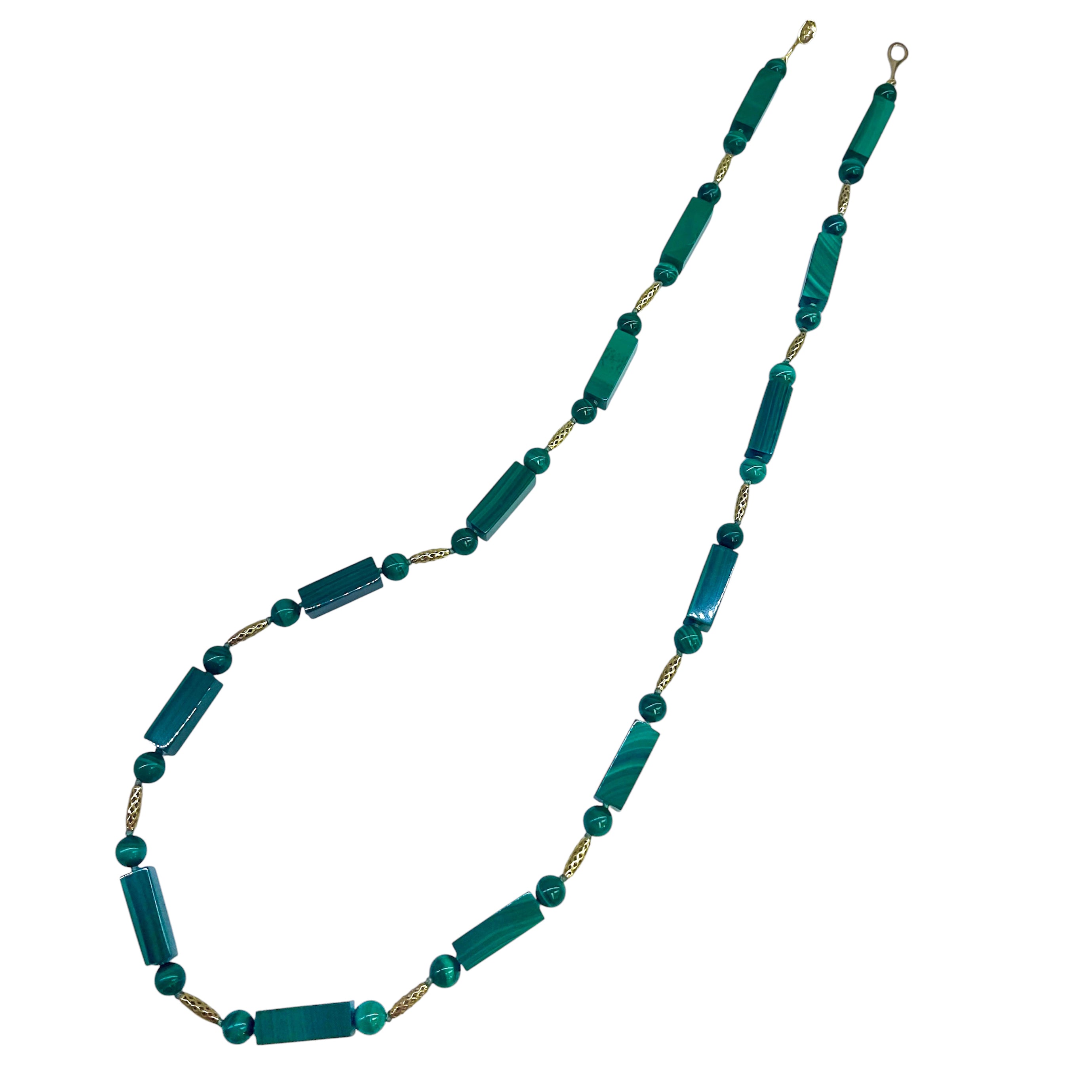 Malachite Baton & 18K Gold Crownwork® Bead Necklace