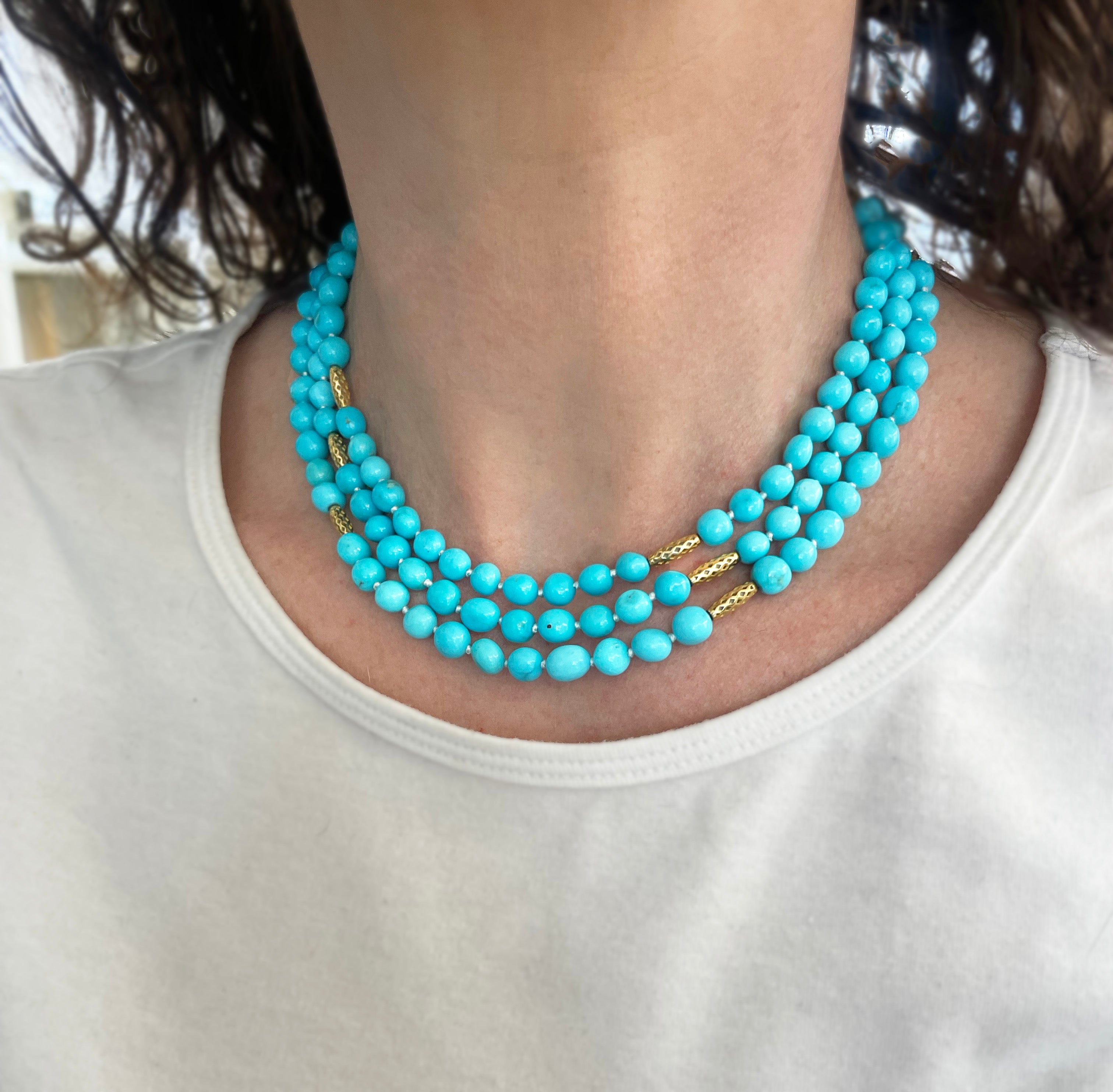 Turquoise Triple Wrap Necklace