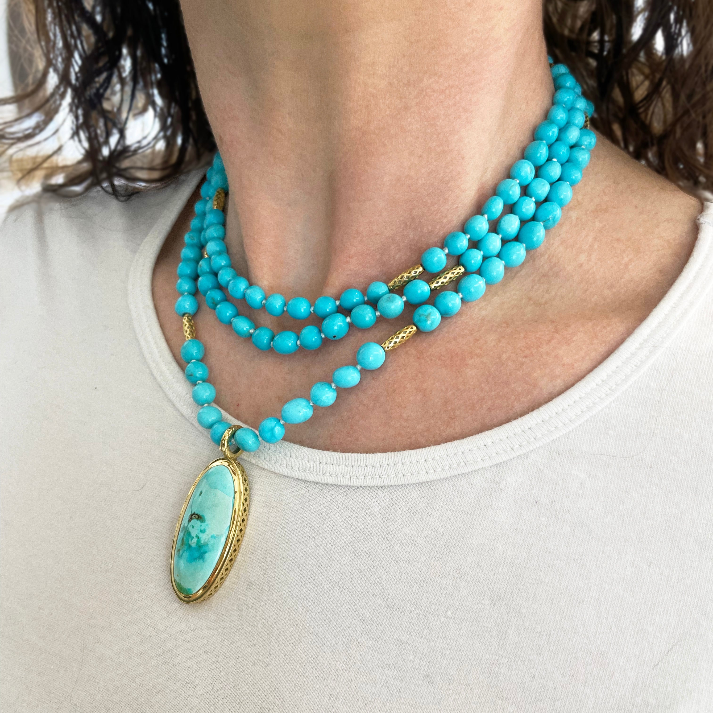 Turquoise Triple Wrap Necklace