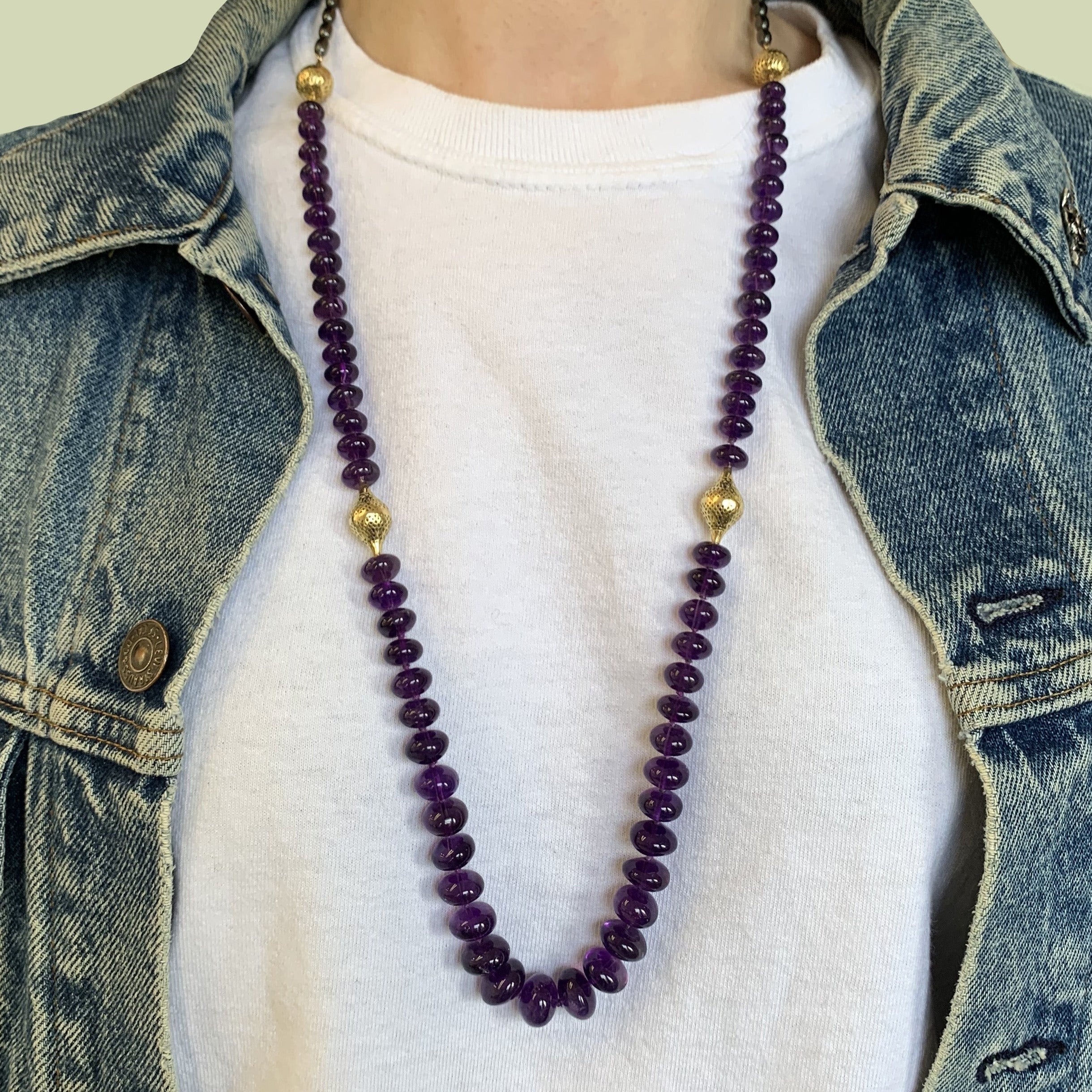 African Amethyst Bead Necklace