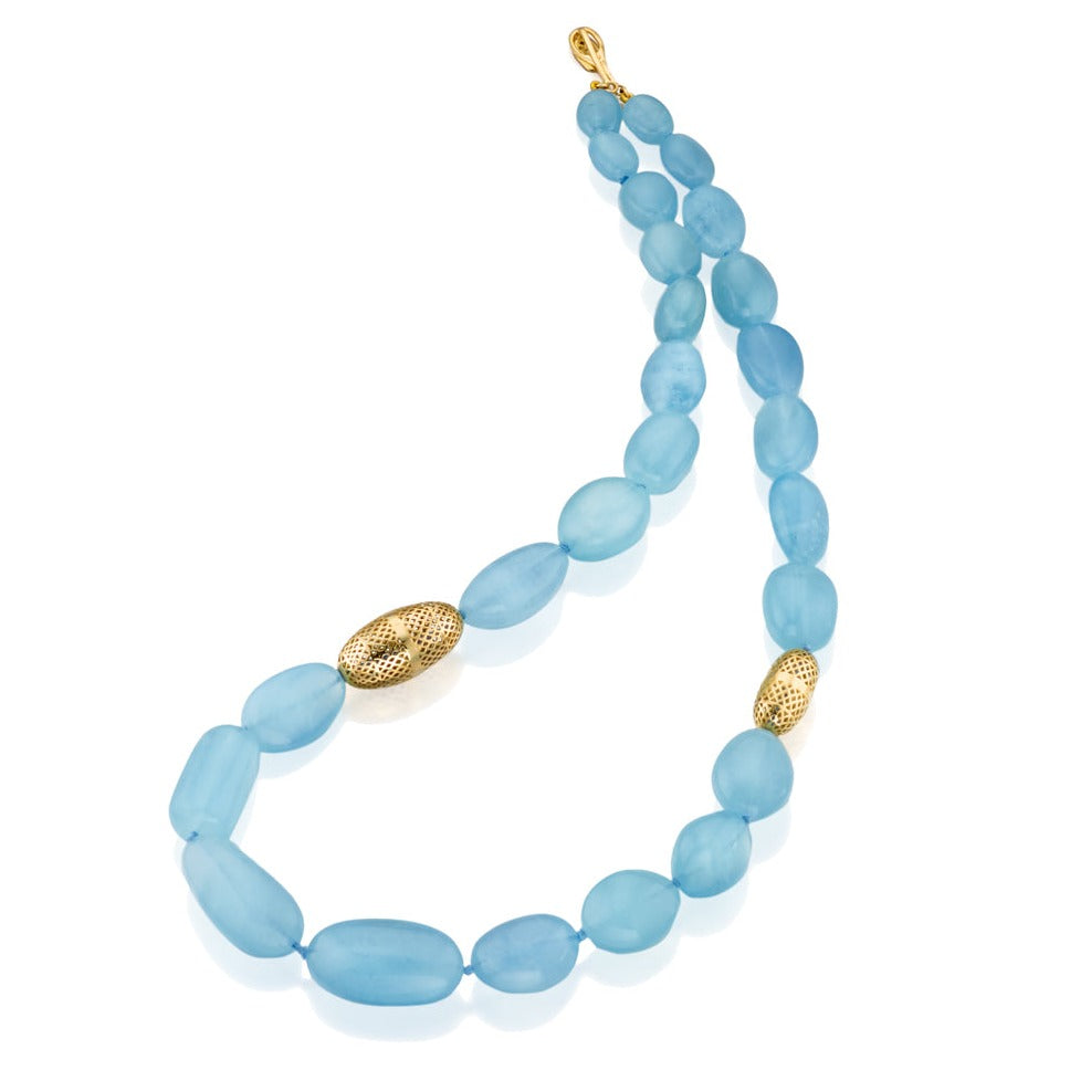 Sky Blue Aquamarine Beaded Necklace