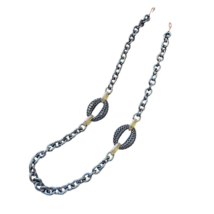 Chubby Oxidized Silver Link Necklace