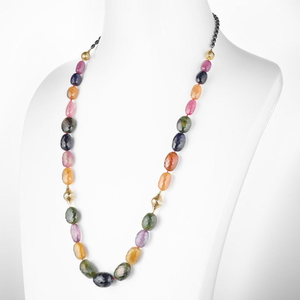 Large Multicolored Sapphire Necklace