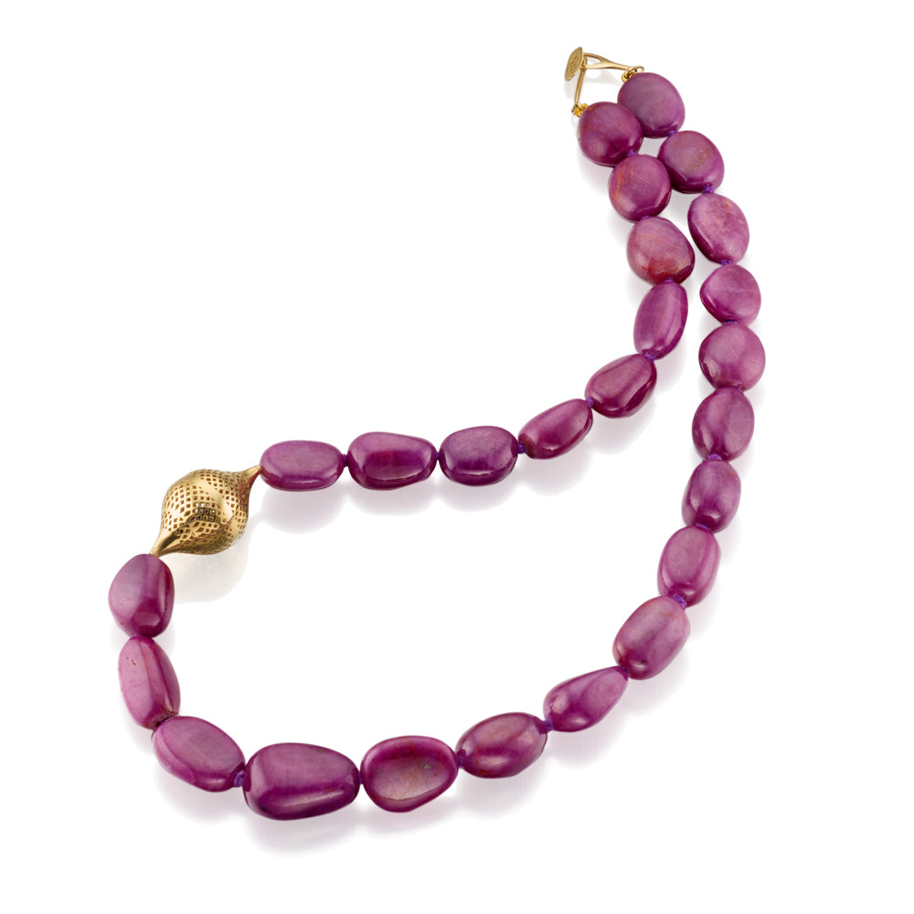 Ruby necklace with feature finial bead