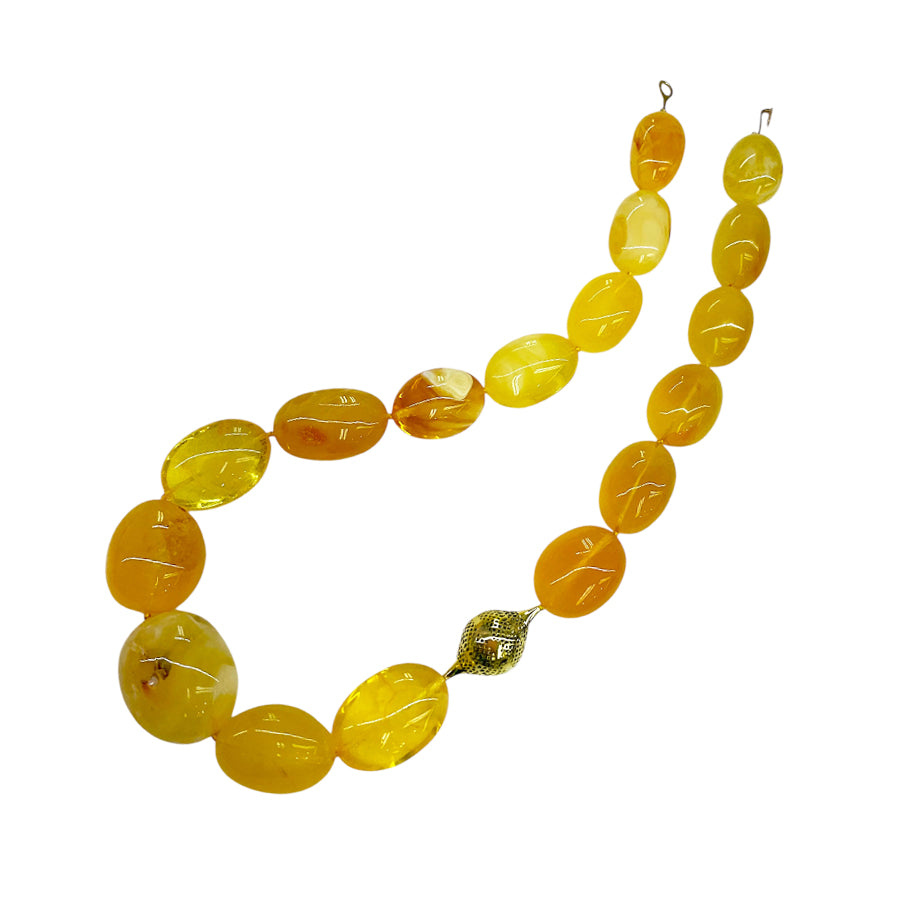 Butterscotch Amber Graduated Beaded Necklace with 18K Gold Crownwork® Finial