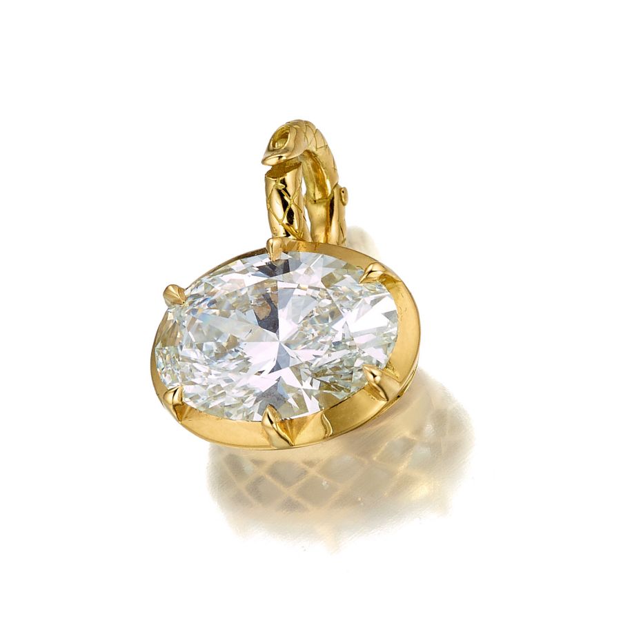 18K Yellow Gold Crownwork® East West Pendant with LG Diamond