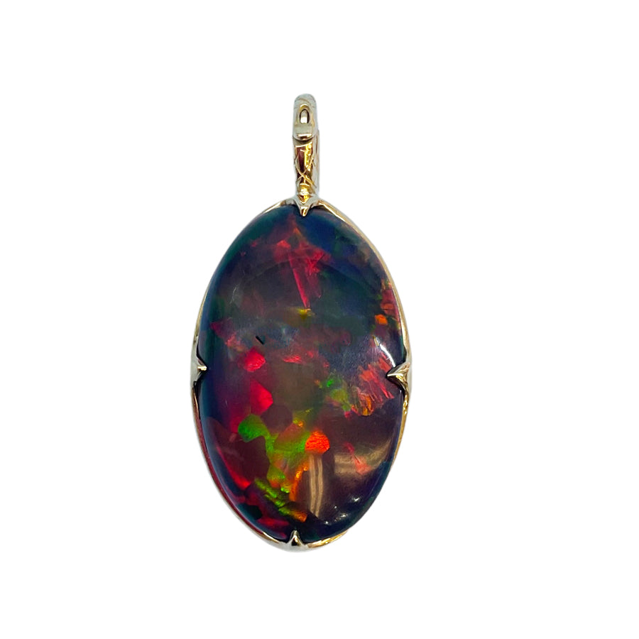 Oval Black Opal Crownwork® Pendant