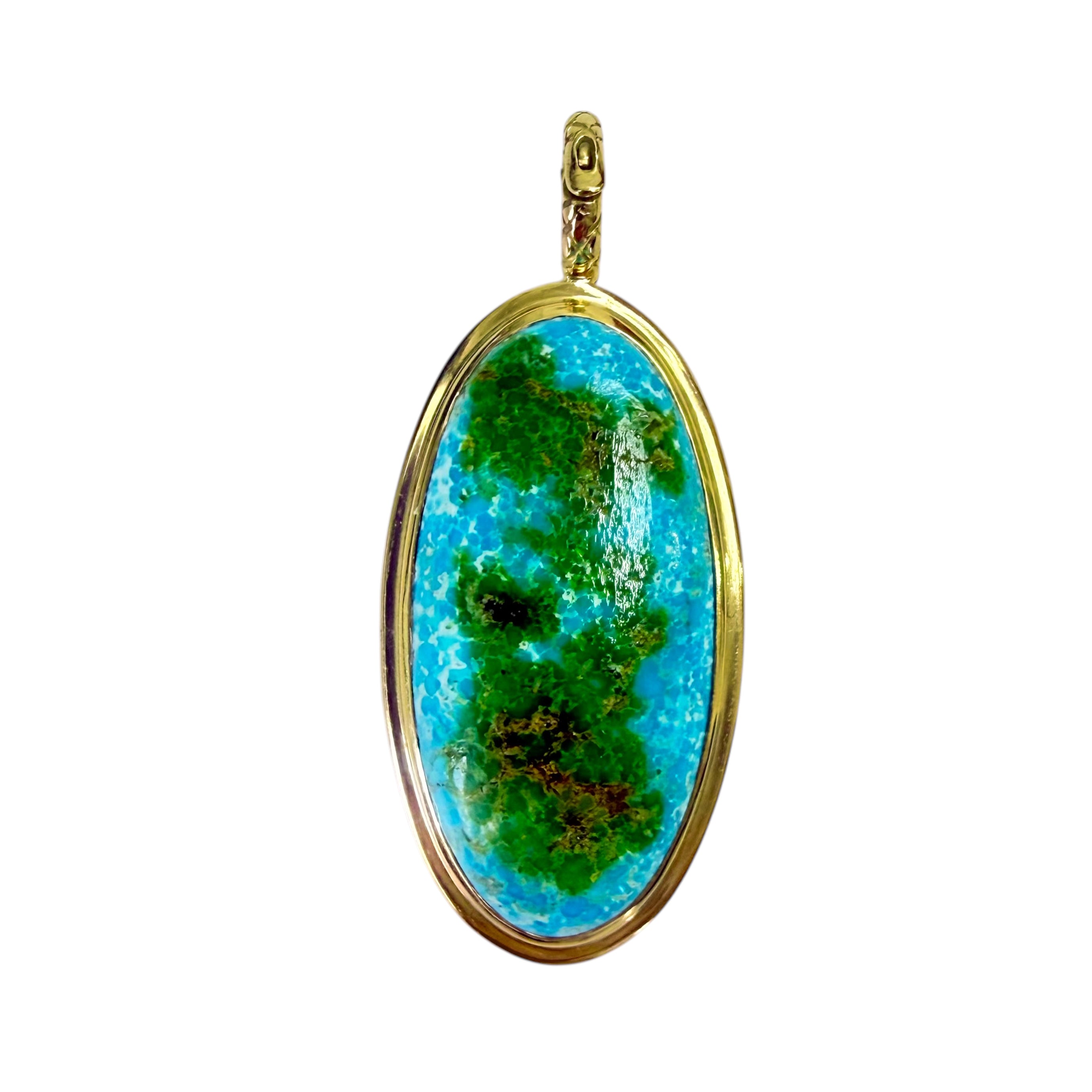 Sonoran Turquoise Crownwork® Bezel Pendant 18K Gold