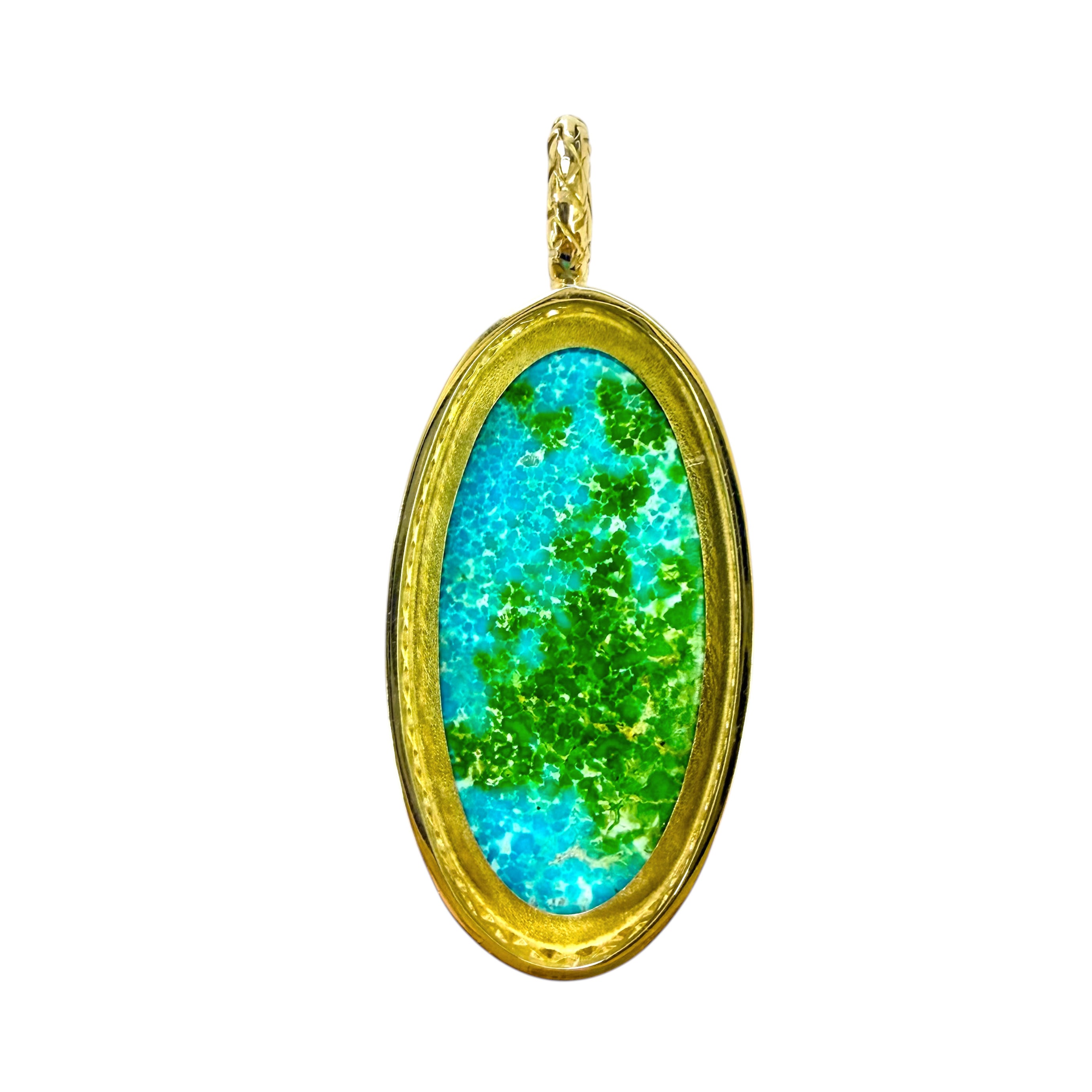 Sonoran Turquoise Crownwork® Bezel Pendant 18K Gold
