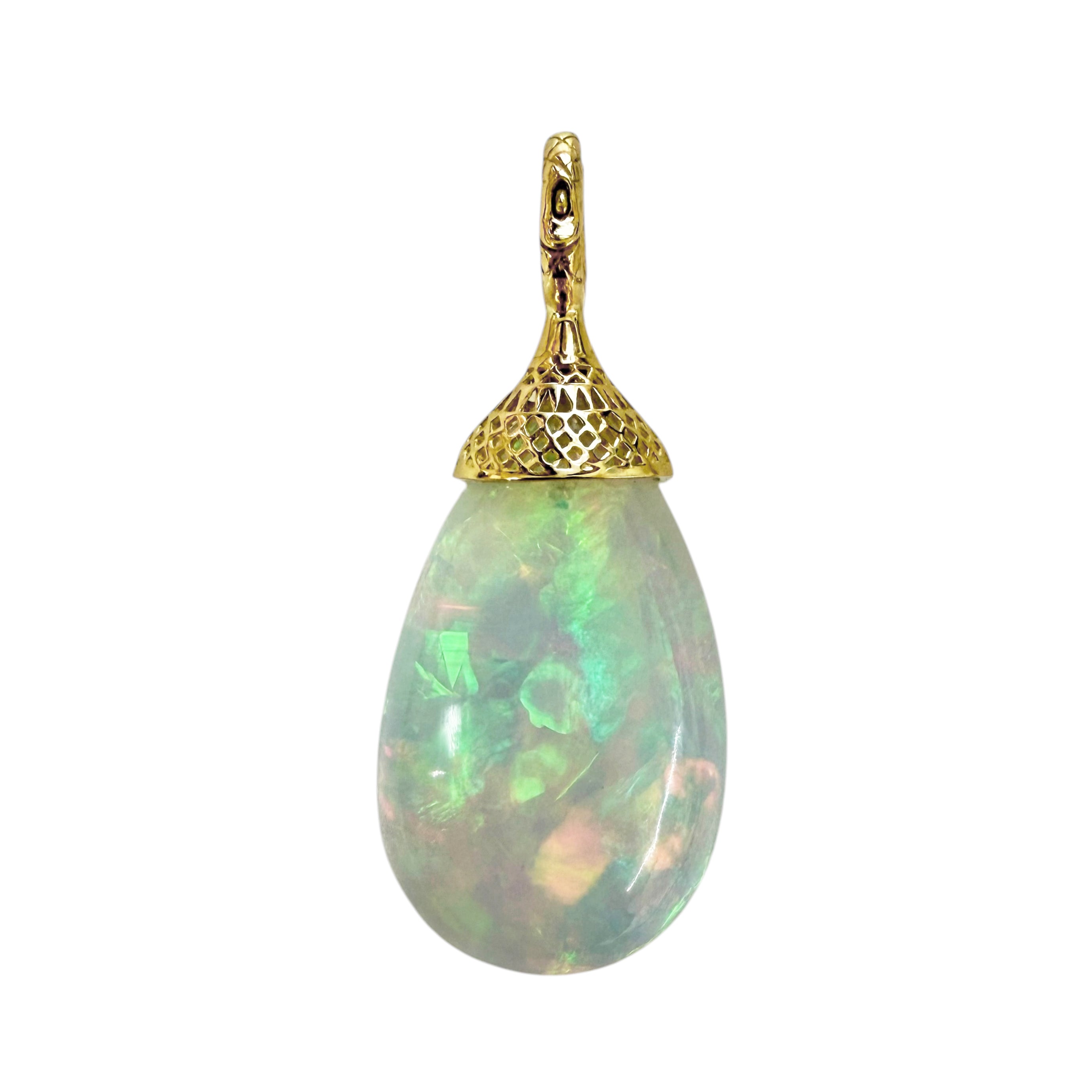 Ethiopian Opal Crownwork® Finial Pendant 18K Gold