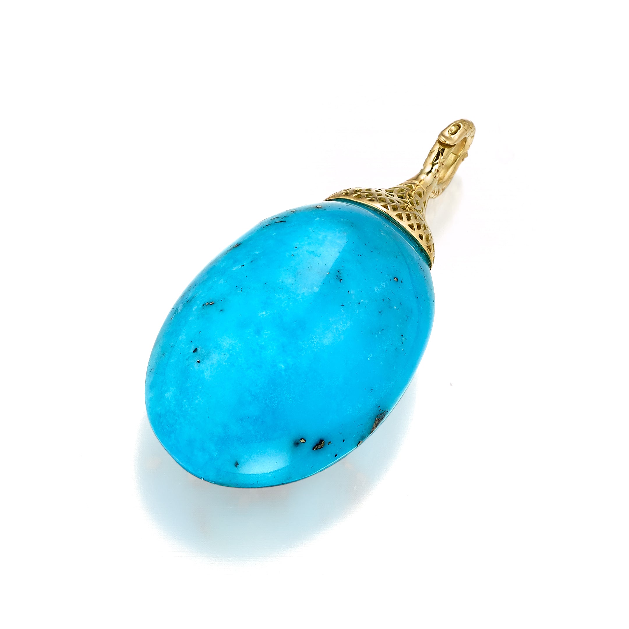 18K Yellow Gold Sonoran Turquoise Crownwork® Finial Pendant