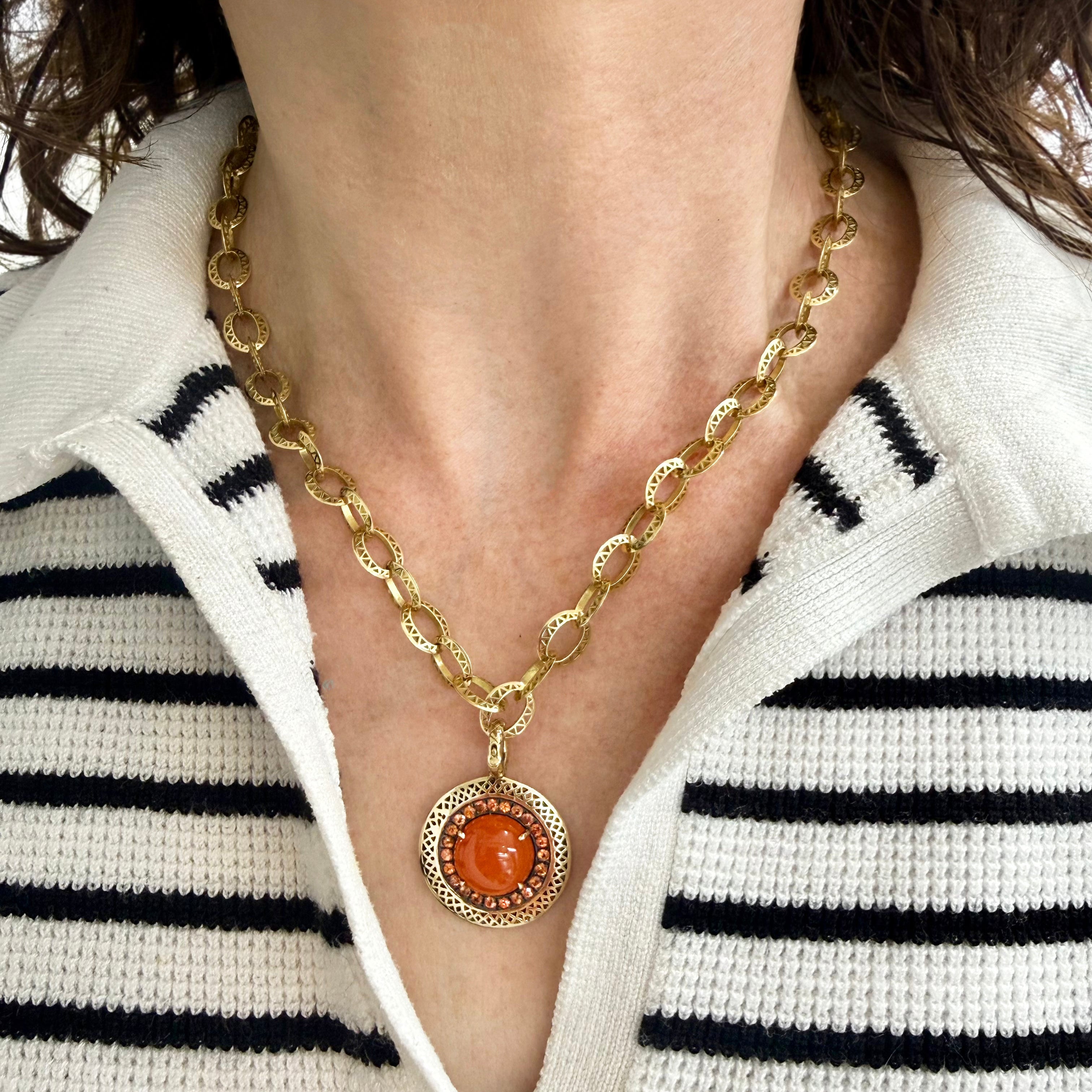 Carnelian and Orange Sapphire Pendant