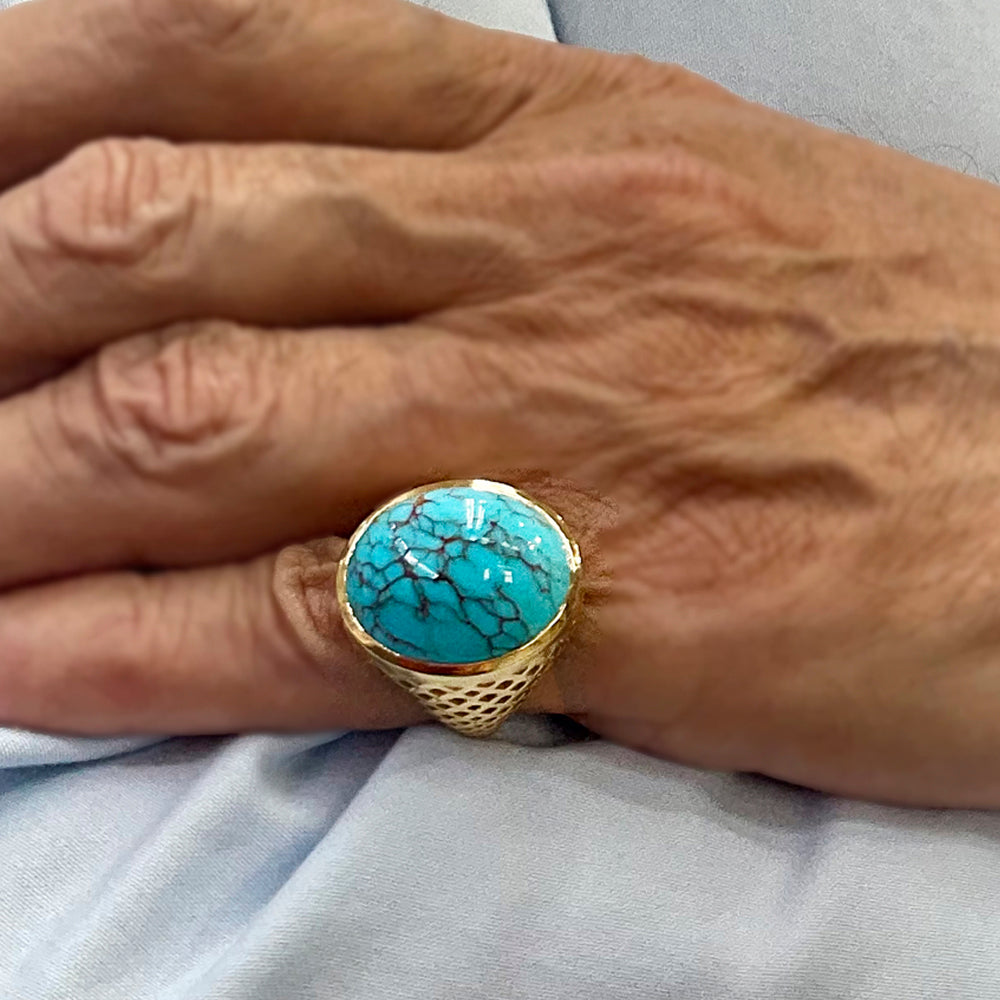Vintage Egyptian Turquoise Signet Ring