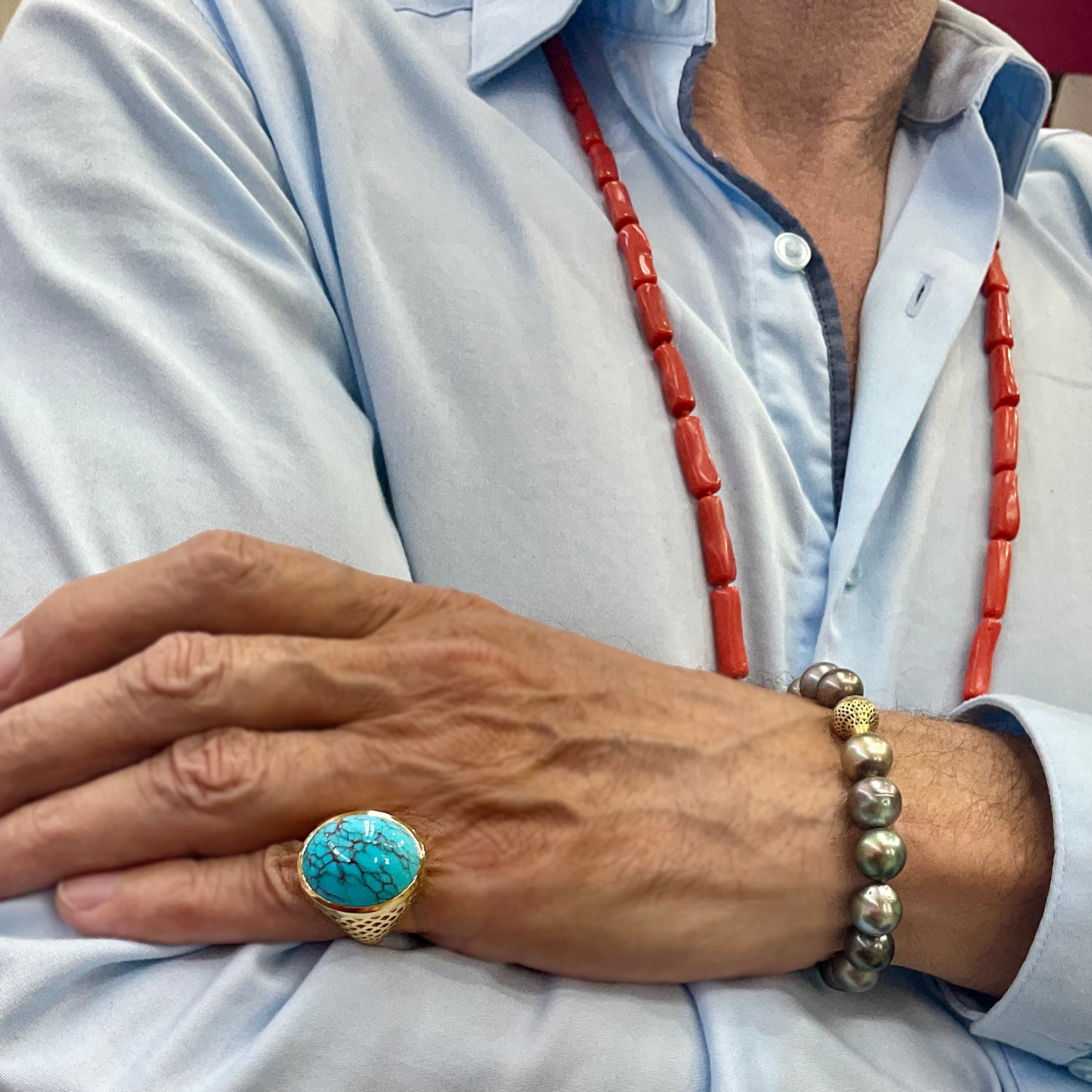 Vintage Egyptian Turquoise Signet Ring