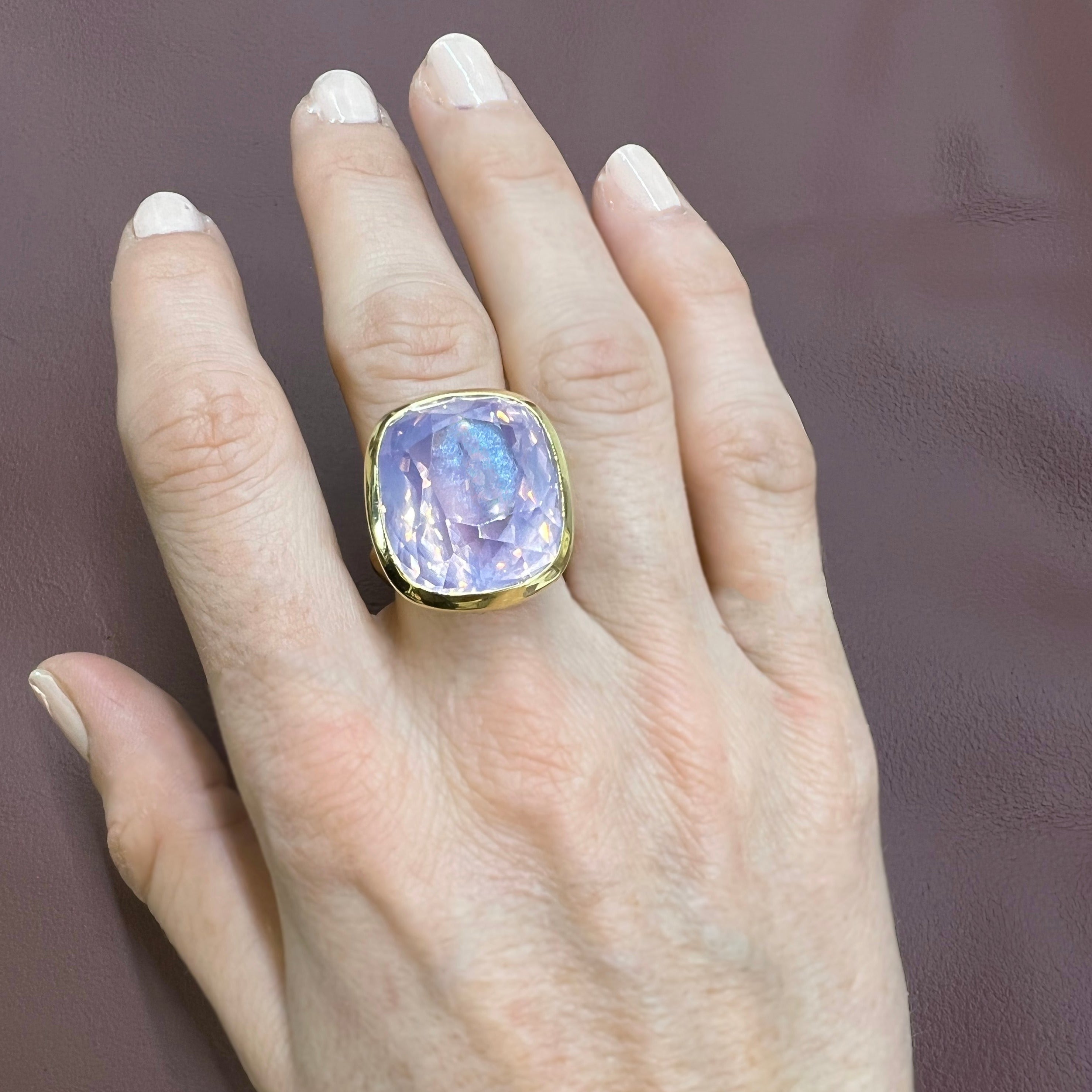 Large Lavender Moon Quartz Ring