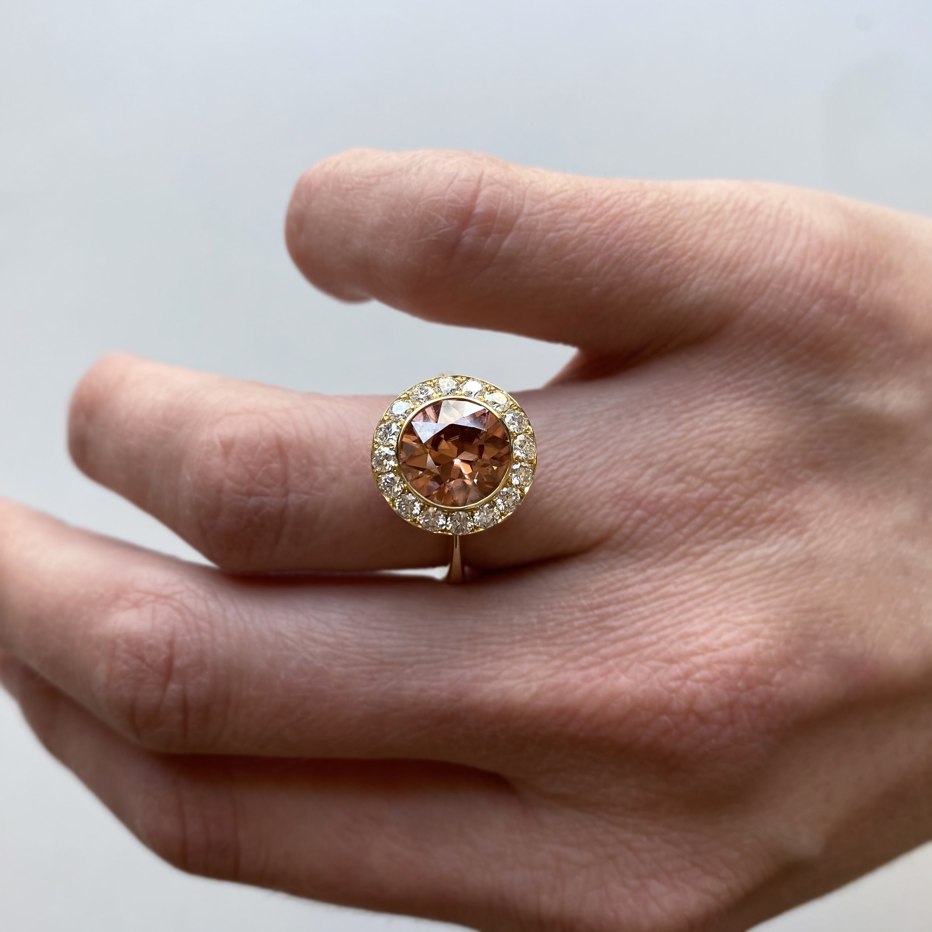 Cambodian Zircon and Diamond Ring