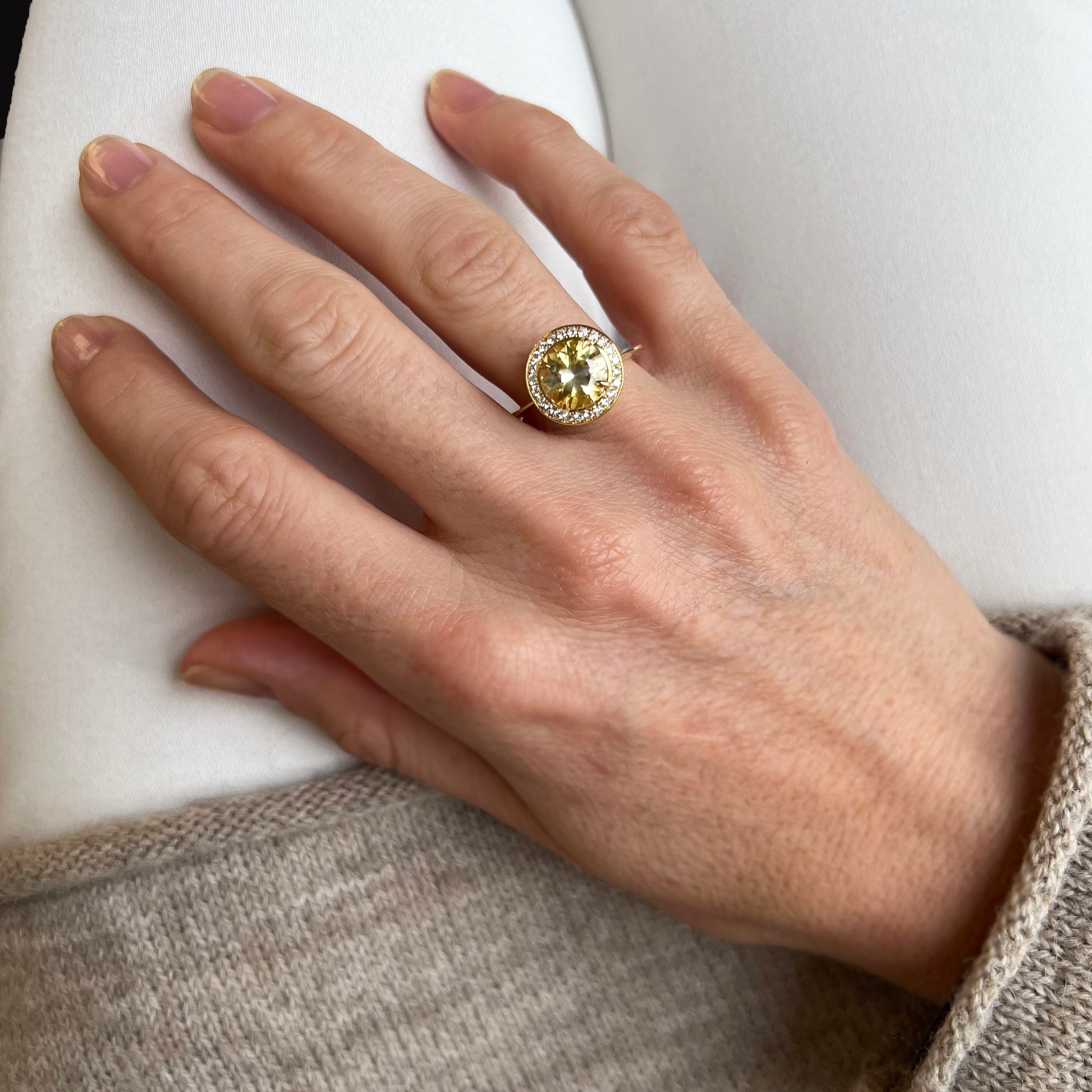 Yellow Sapphire and Diamond Ring