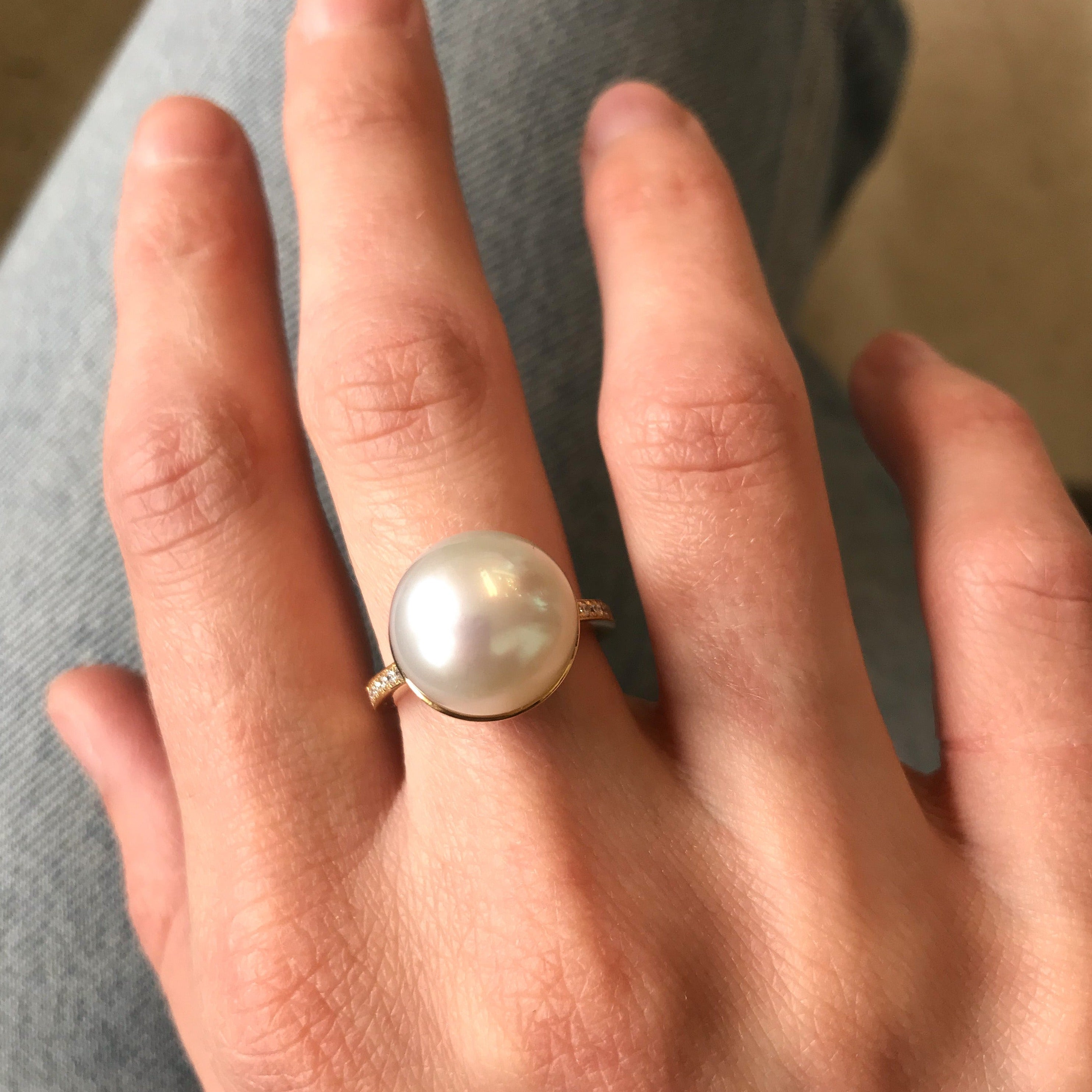 South Sea Pearl Ring with Diamonds