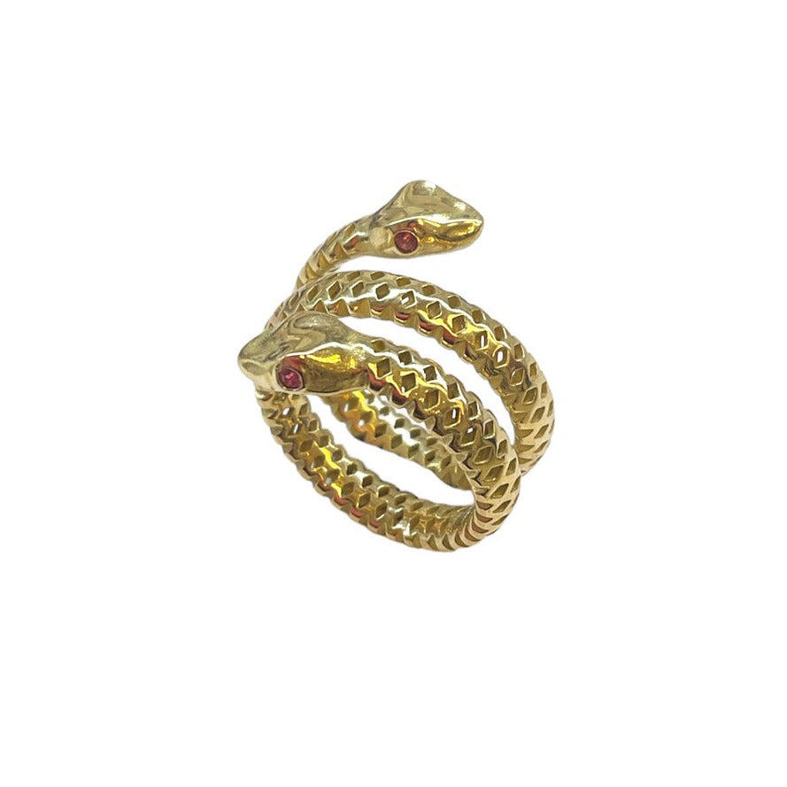 Double Headed Red Sapphire Snake Ring