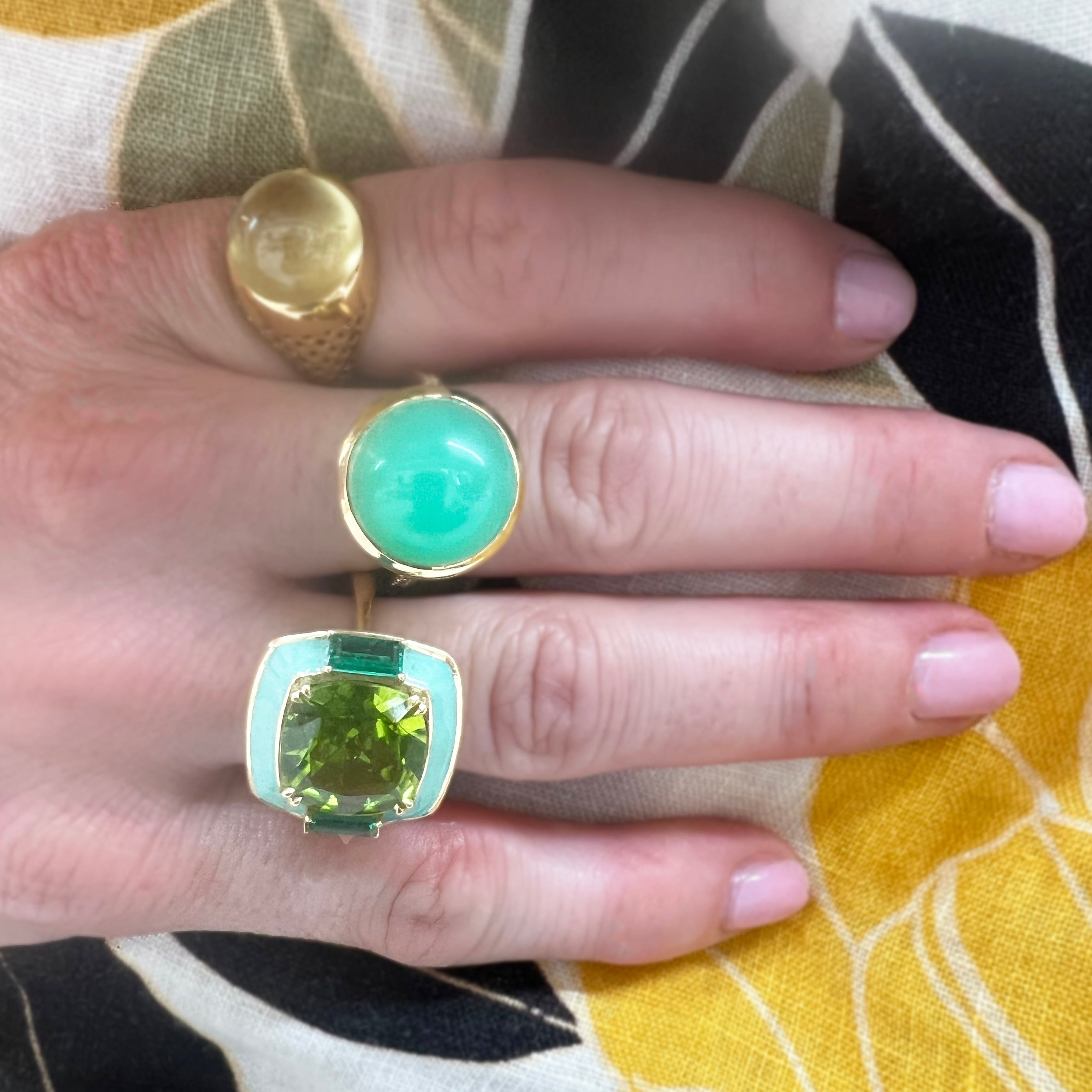 Chrysoprase and Diamond Ring