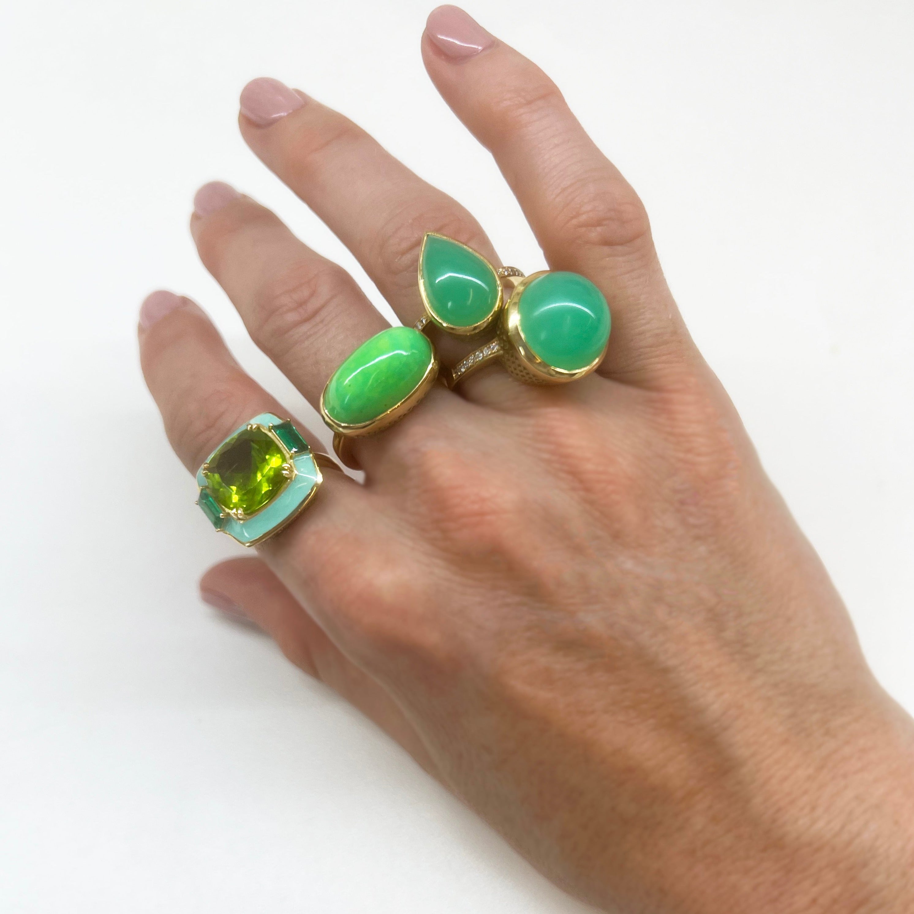 Chrysoprase and Diamond Ring