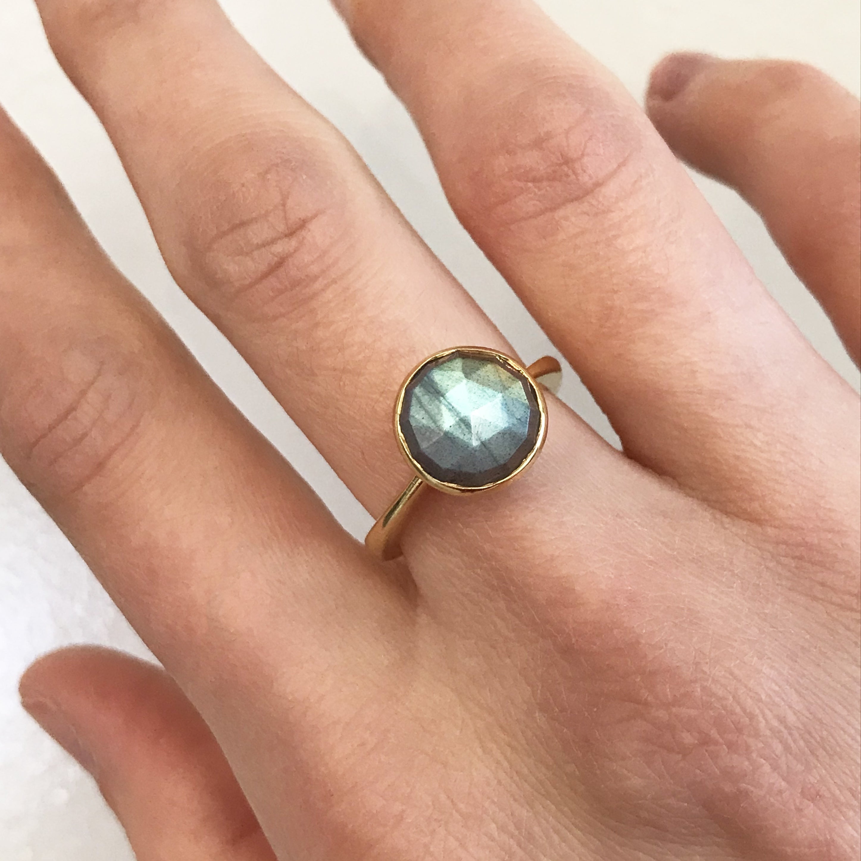 Rose Cut Labradorite Ring