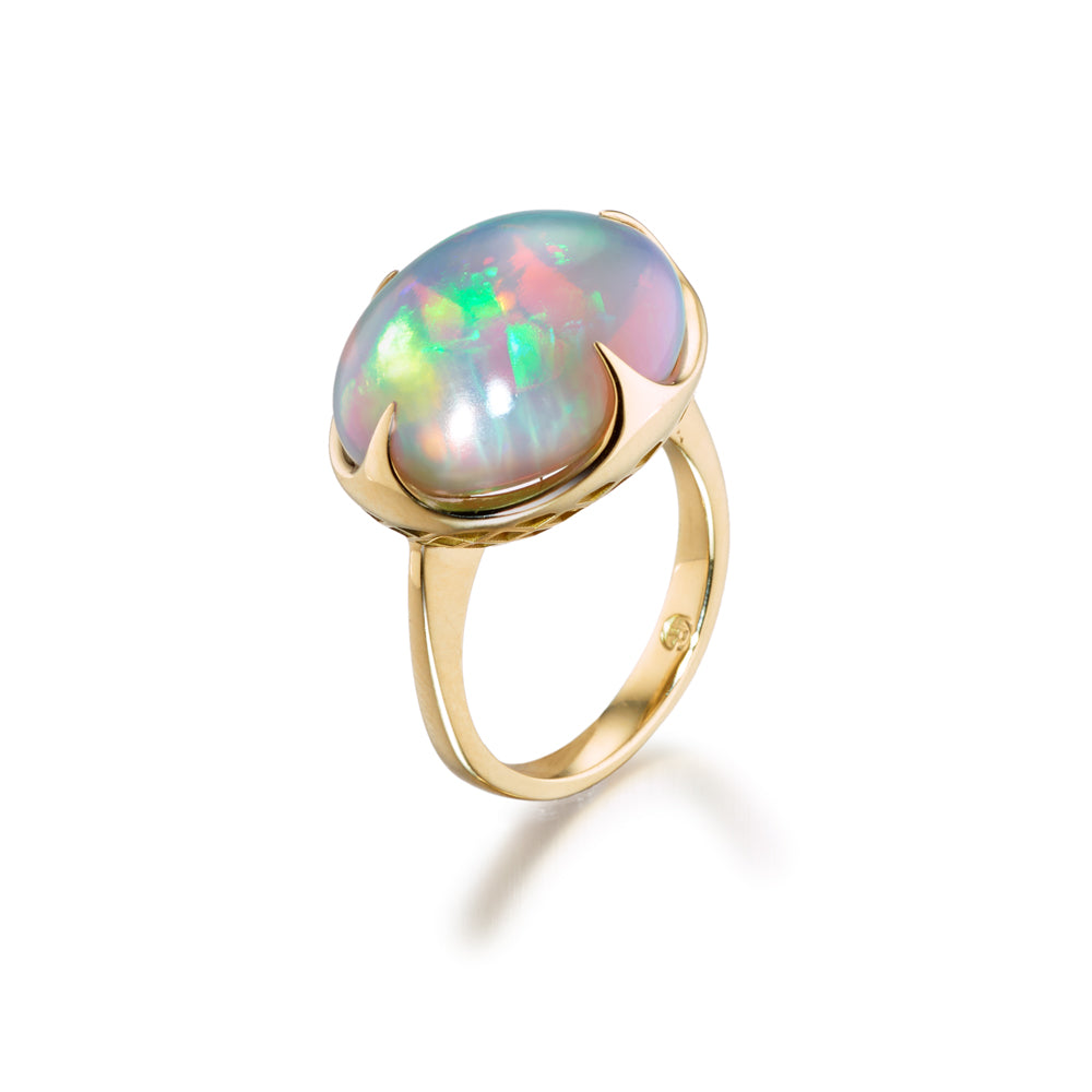 Opal Curved Claw Set Ring