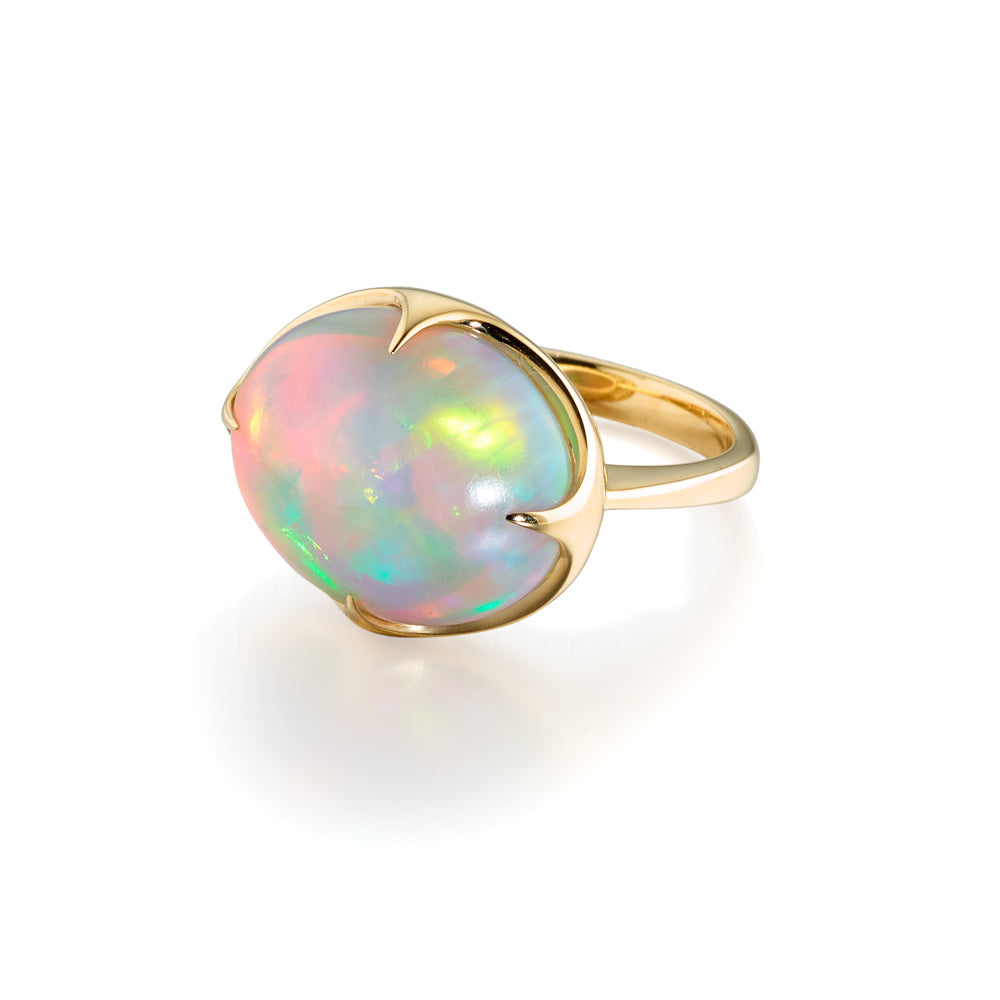 Opal Curved Claw Set Ring