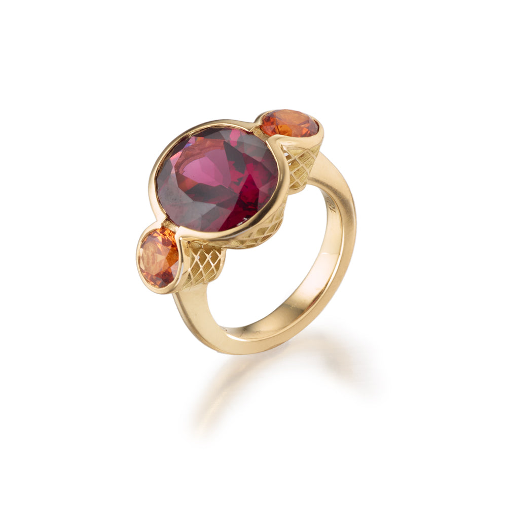 Garnet Scallop Ring