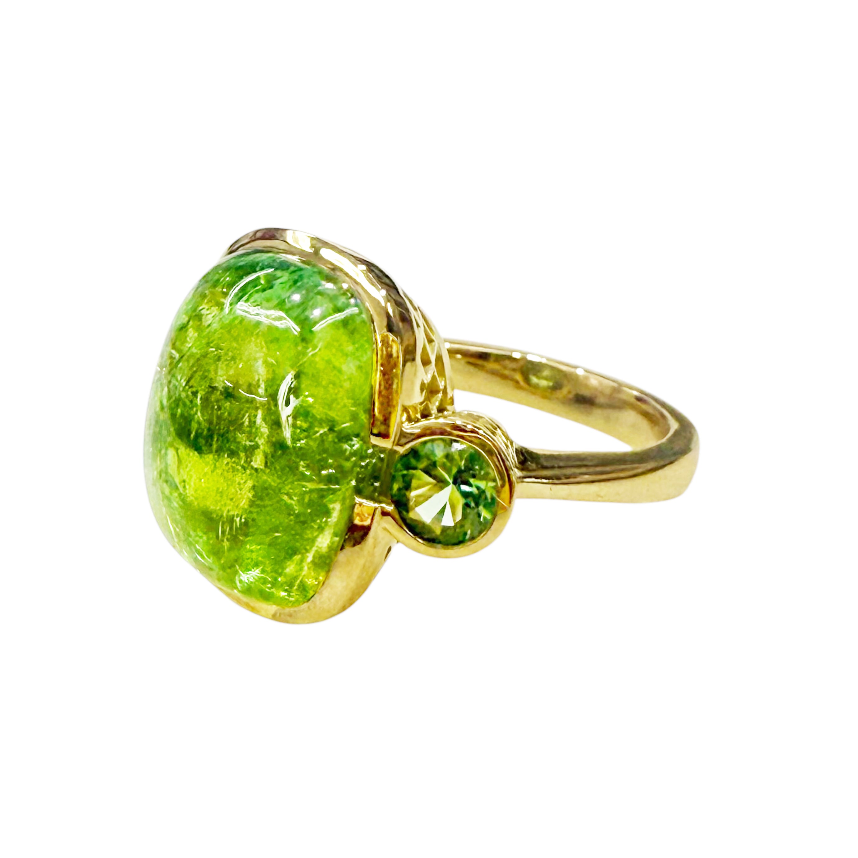 Tourmaline & Green Sapphire Crownwork® Cocktail Ring 18K Gold