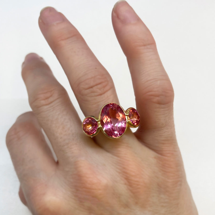 Pink Topaz Scallop Ring
