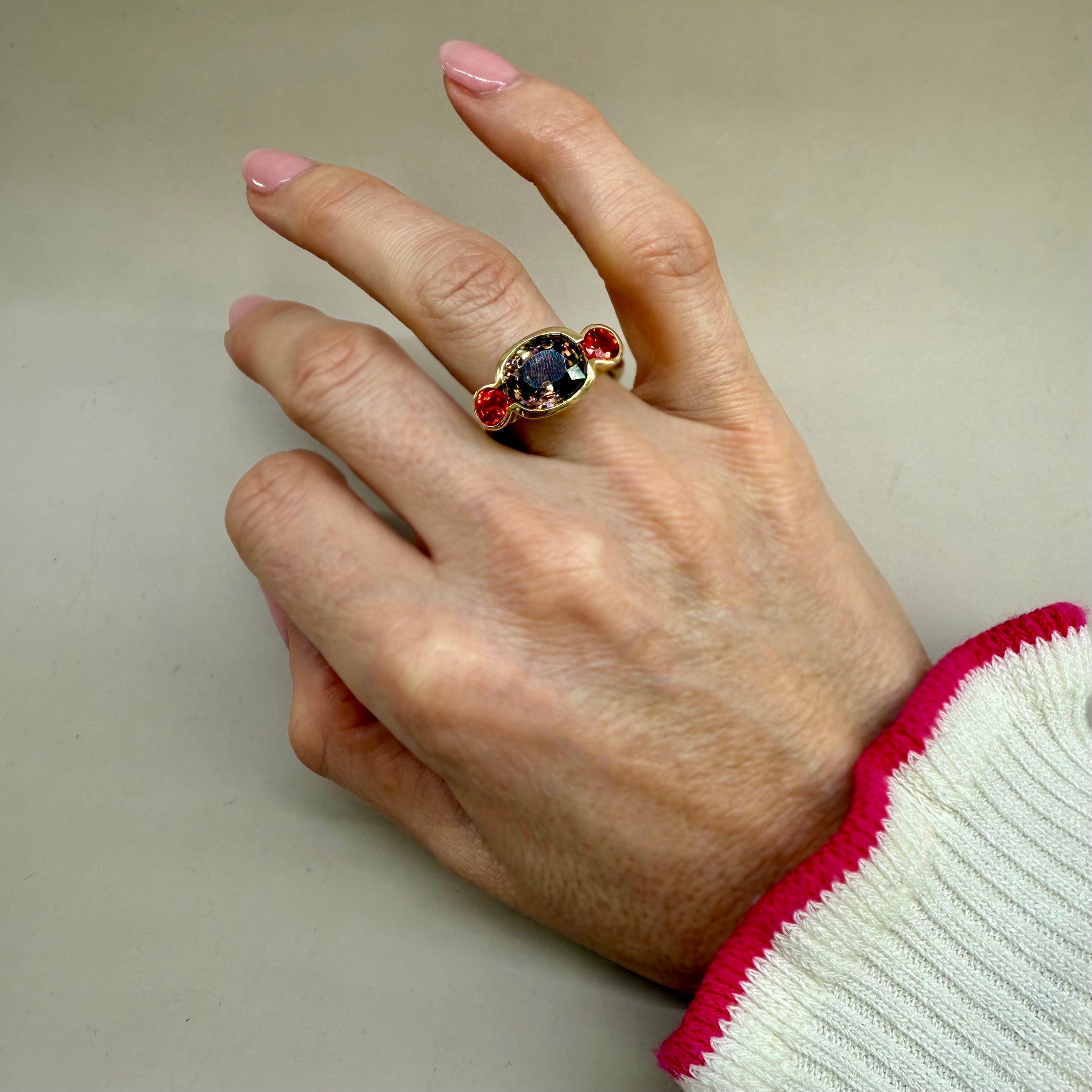 Zircon & Sapphire Scallop Ring