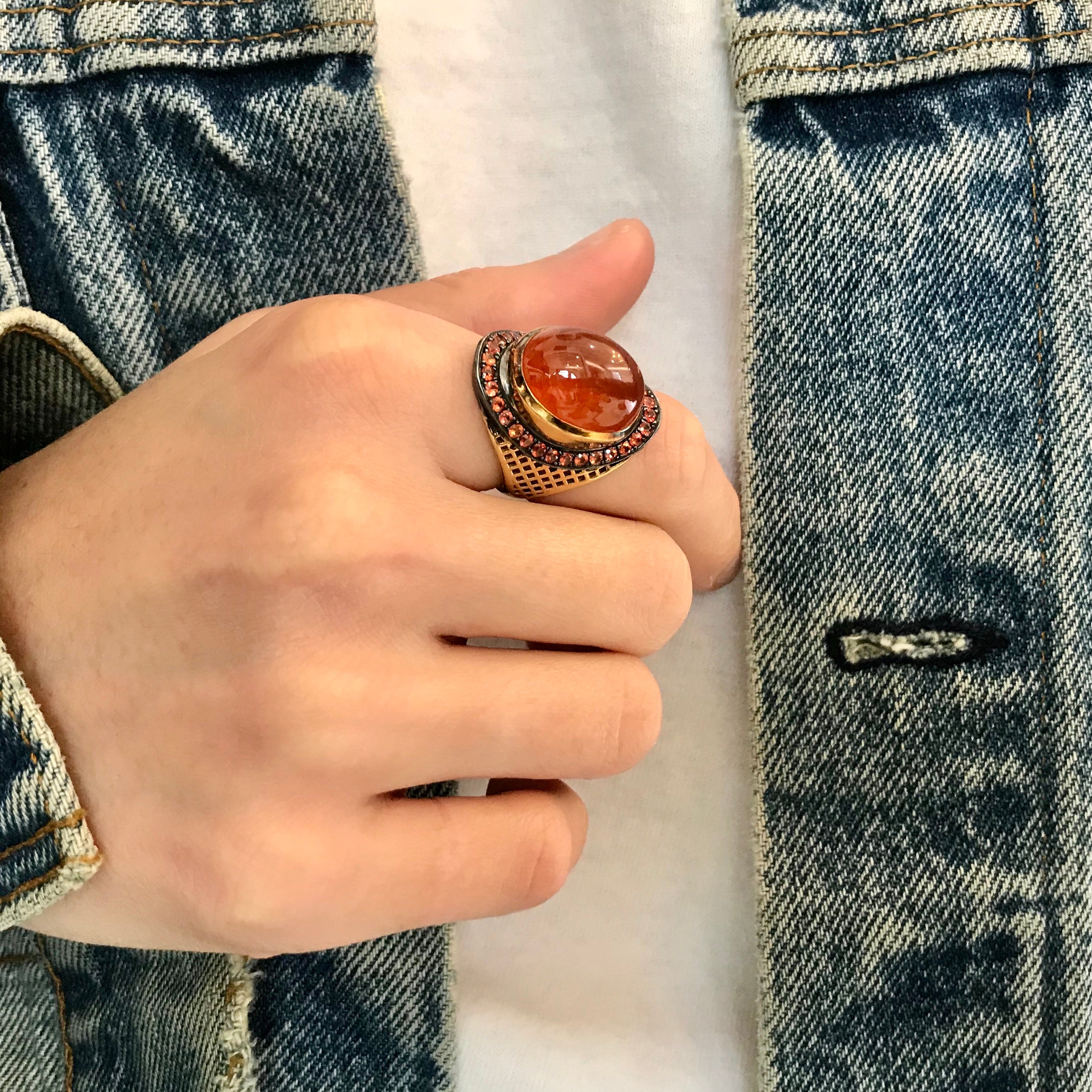 Mandarin Garnet and Orange Sapphire Regency Ring