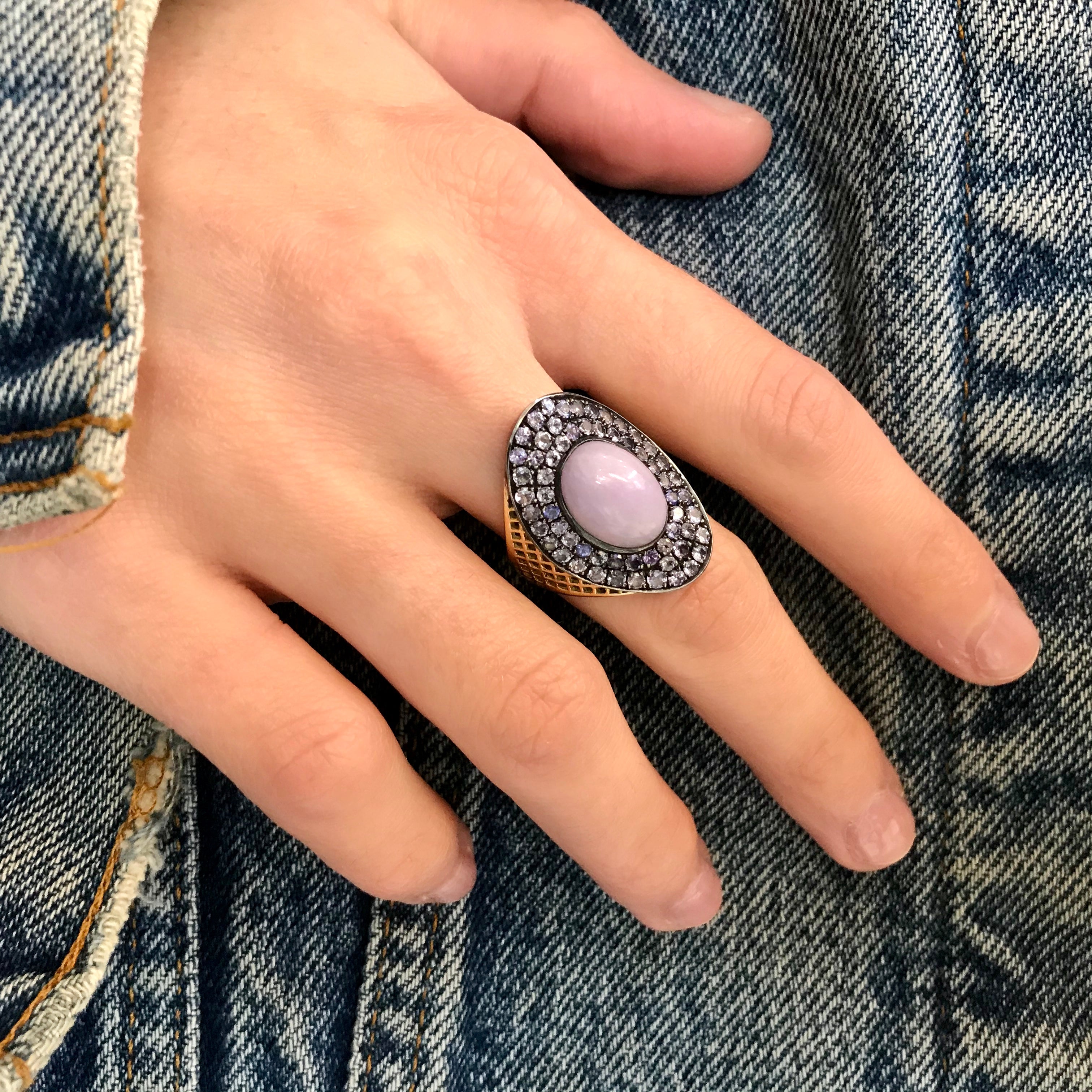 Lavender Jade and Lavender Sapphire Regency Ring