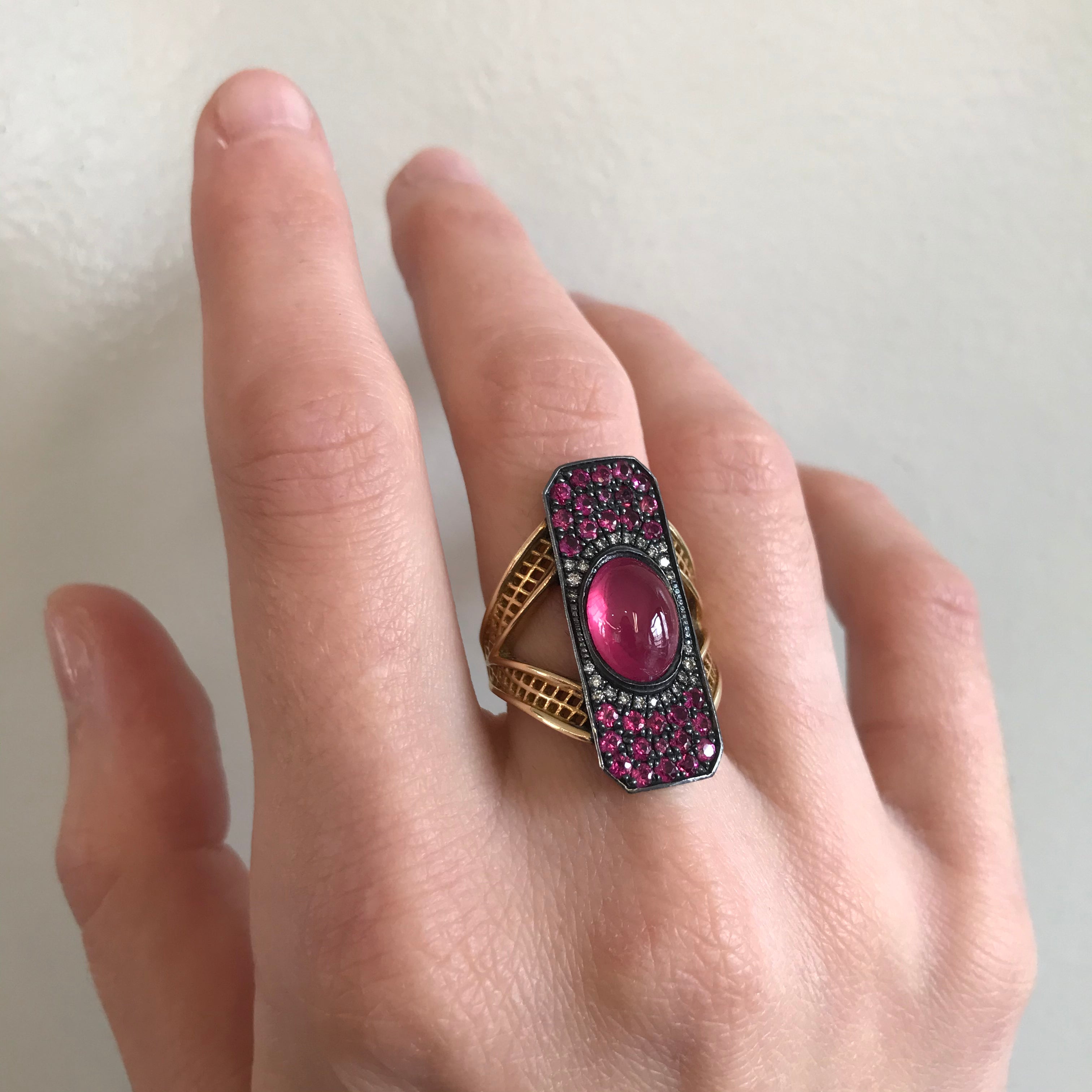 Pink Spinel Edwardian Ring