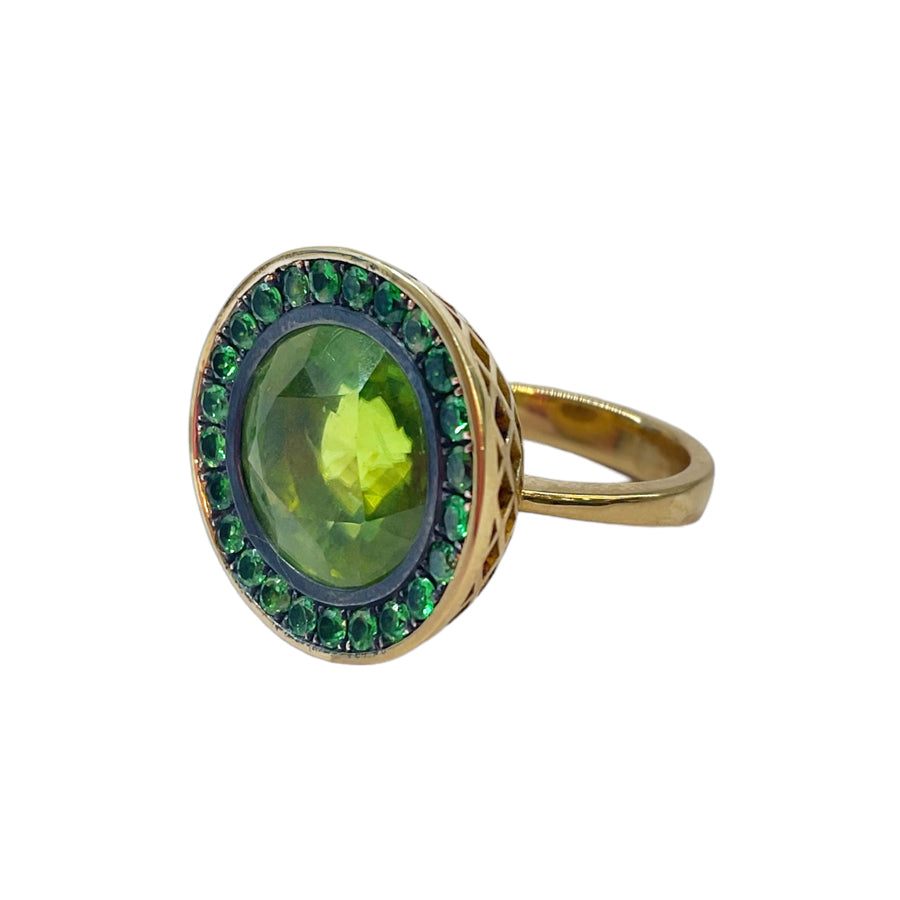 Peridot and Tsavorite Cocktail Ring