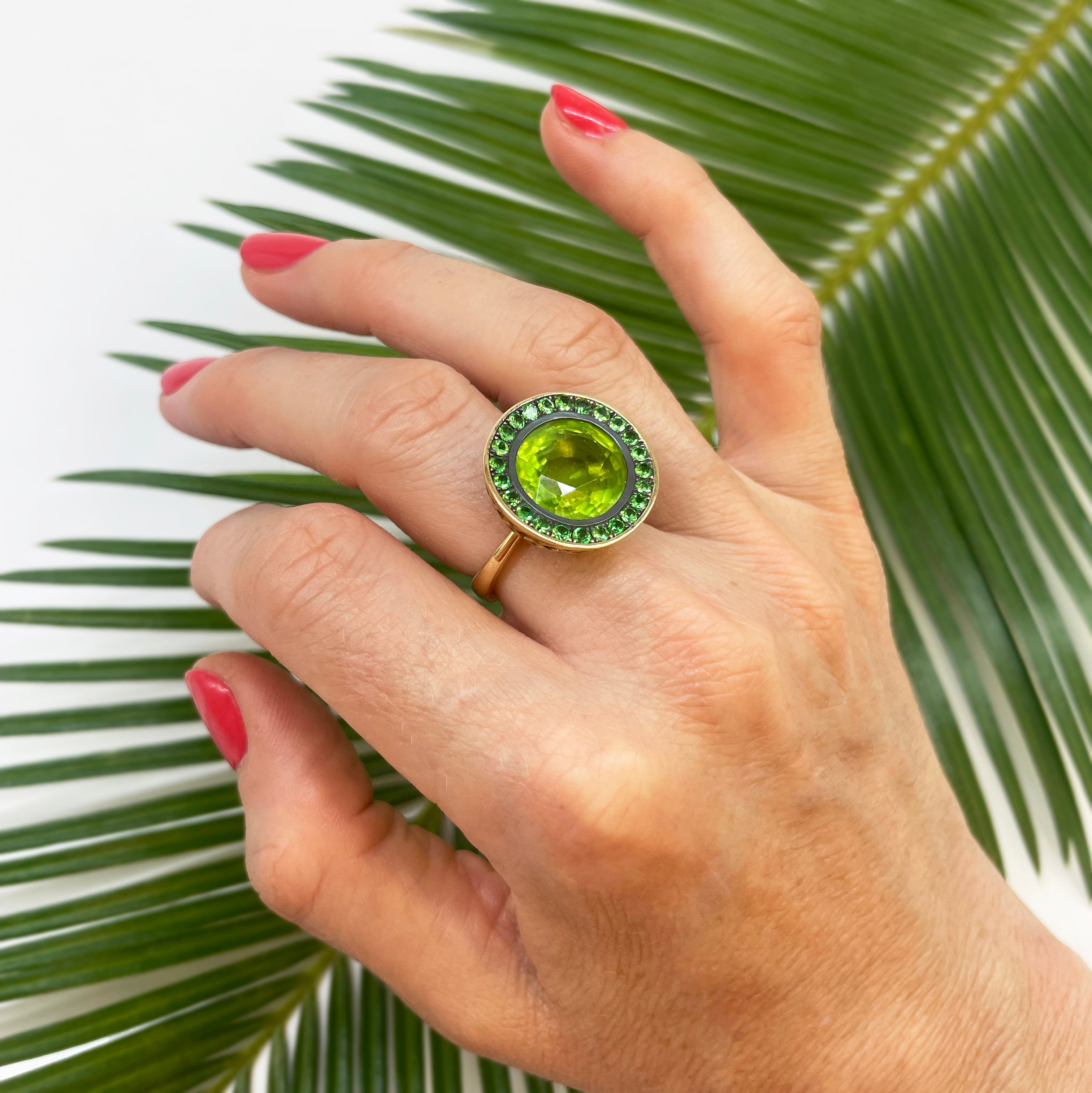 Peridot and Tsavorite Cocktail Ring