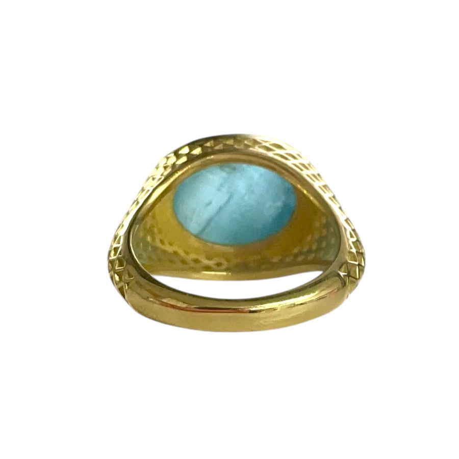18K Yellow Gold Crownwork® Aquamarine Ring