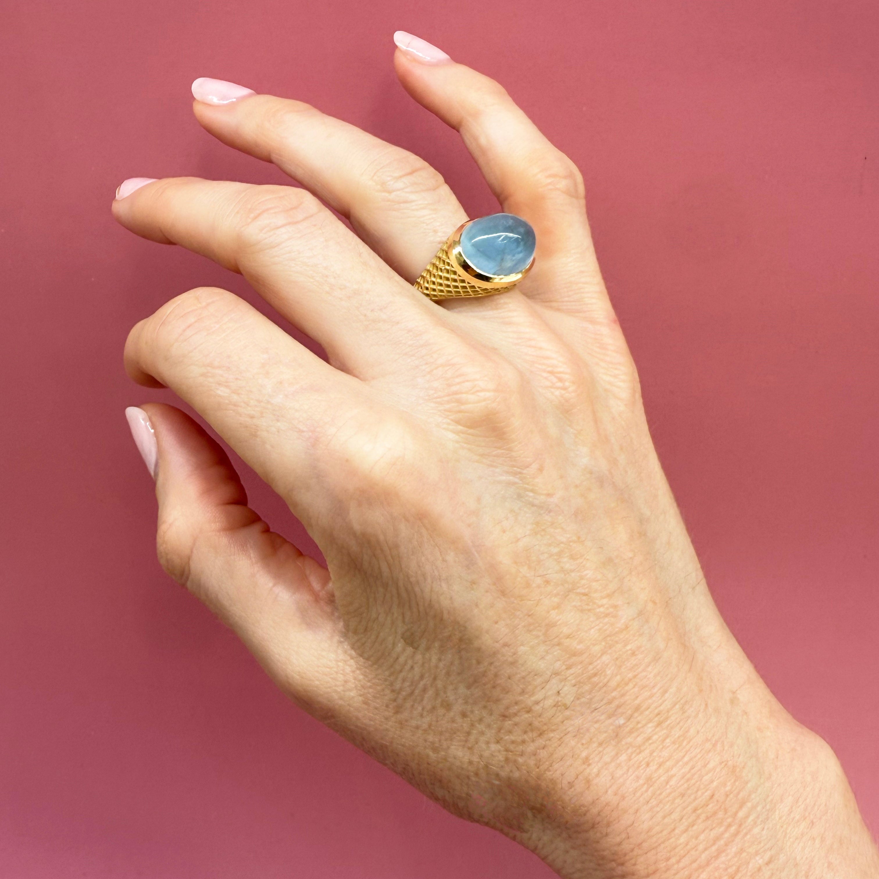 18K Yellow Gold Crownwork® Aquamarine Ring