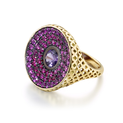 Pave Pink Sapphire Signet Ring