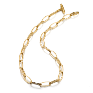 Image of Yellow Gold elongated link necklace