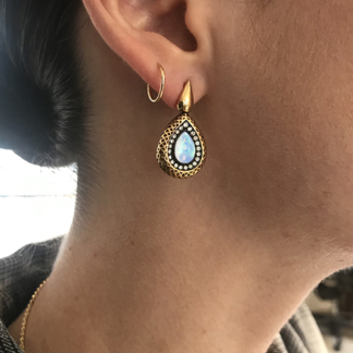 Crownwork® Pear Shaped Opal and Diamond Earrings